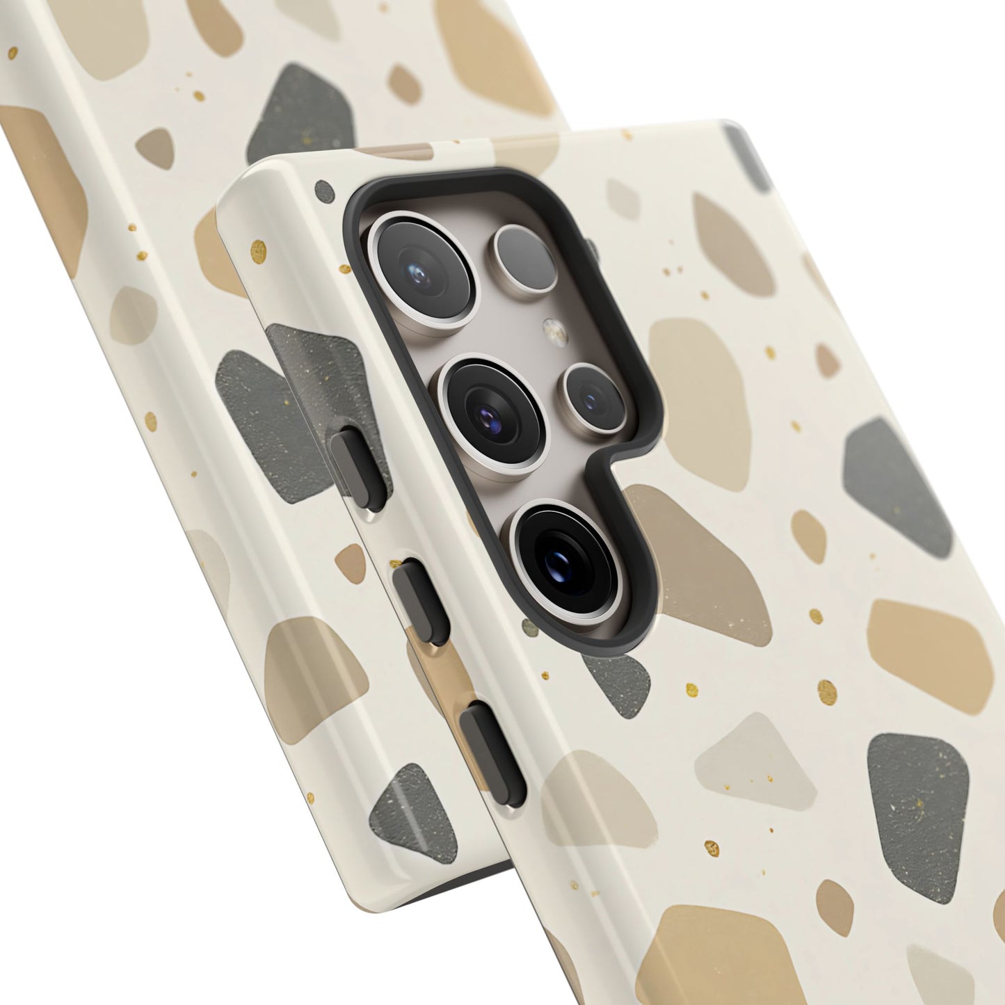 Neutral Terrazzo Pattern iPhone Case – Earthy Stone-Inspired Protective Cover