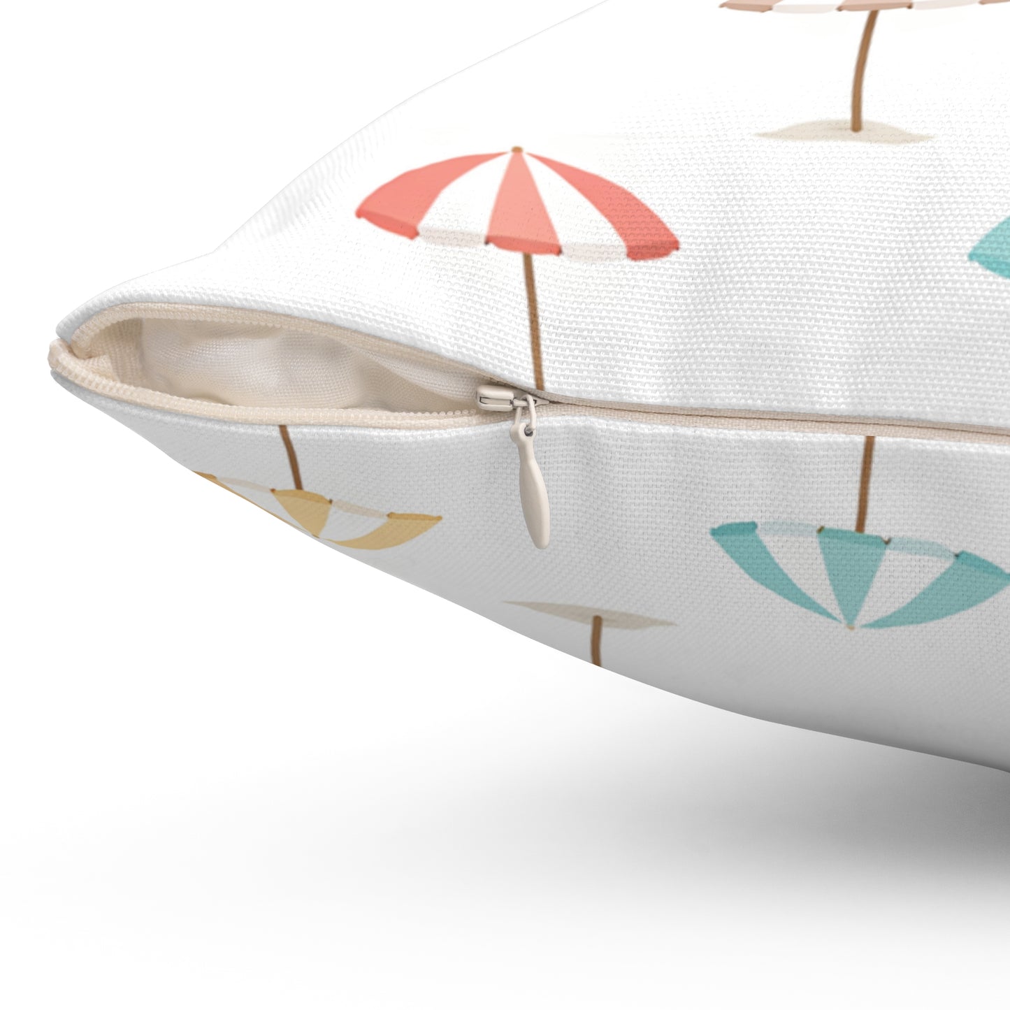 Beach Umbrella Pattern Spun Polyester Pillow — Pastel Tropical Throw Pillow