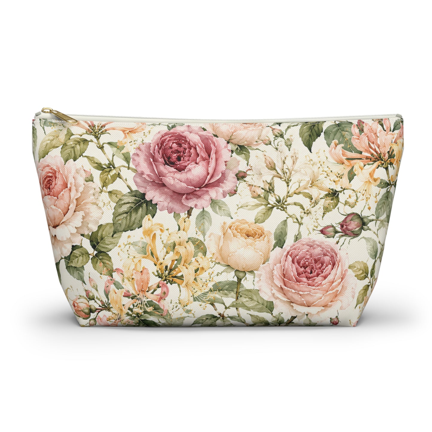 Floral Rose Accessory Pouch — Vintage Garden Makeup Bag