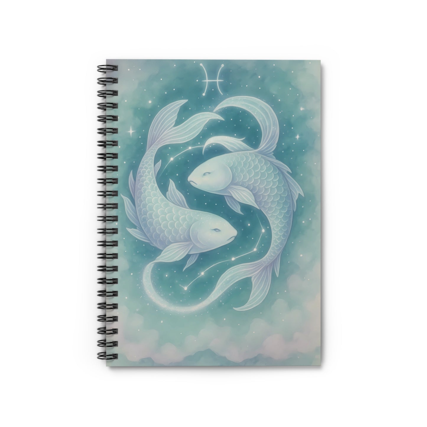 Pisces Zodiac Galaxy Spiral Notebook – Ethereal Twin Fish Astrology Journal (6" x 8", 118 Pages)
