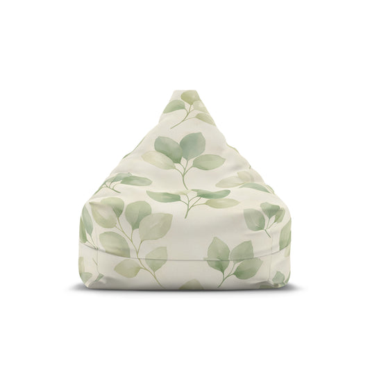 Botanical Leaf Bean Bag Cover — Soft Green Watercolor Foliage
