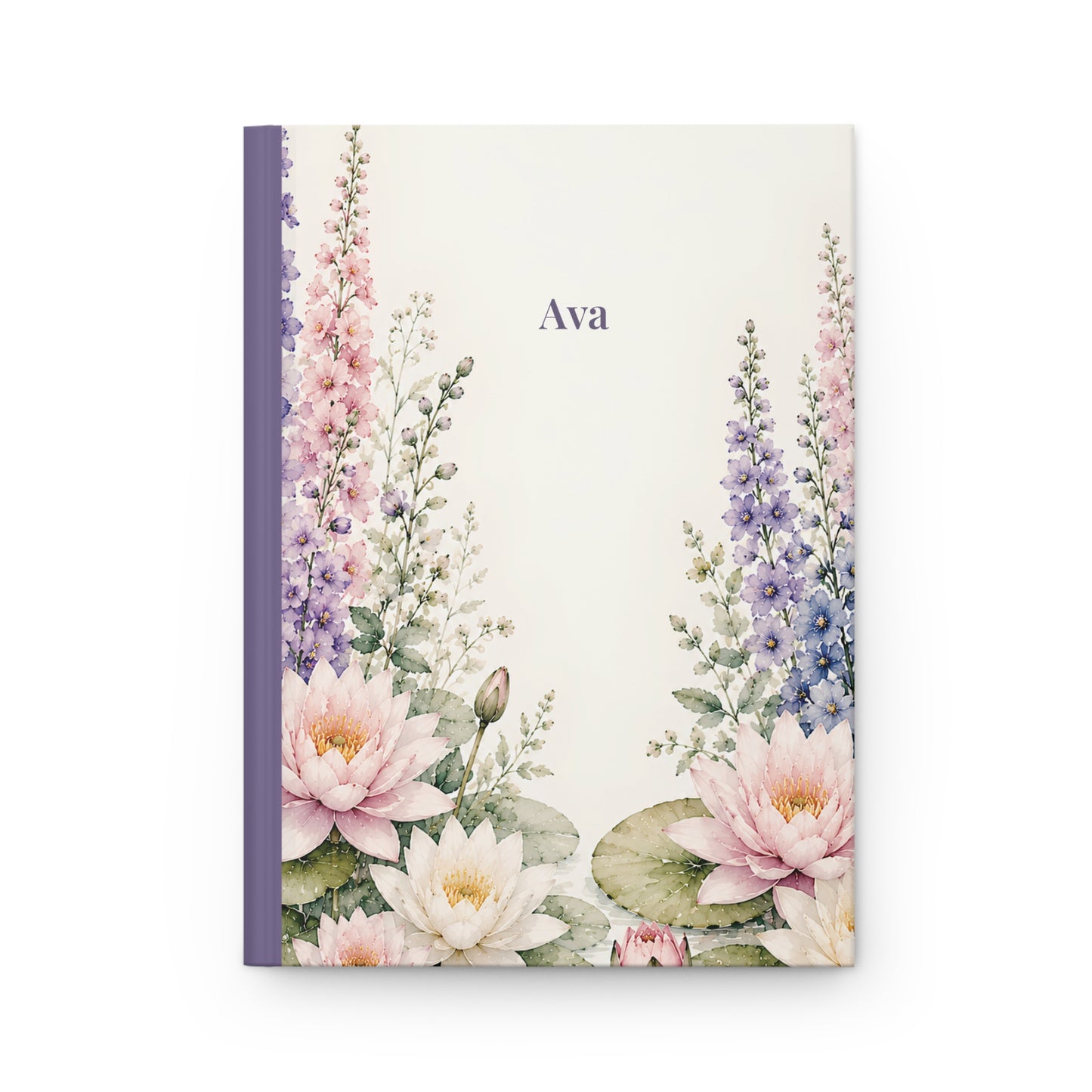 Floral Watercolor Hardcover Journal — Personalized 'Ava' Notebook for Gifts, Mother's Day & Spring