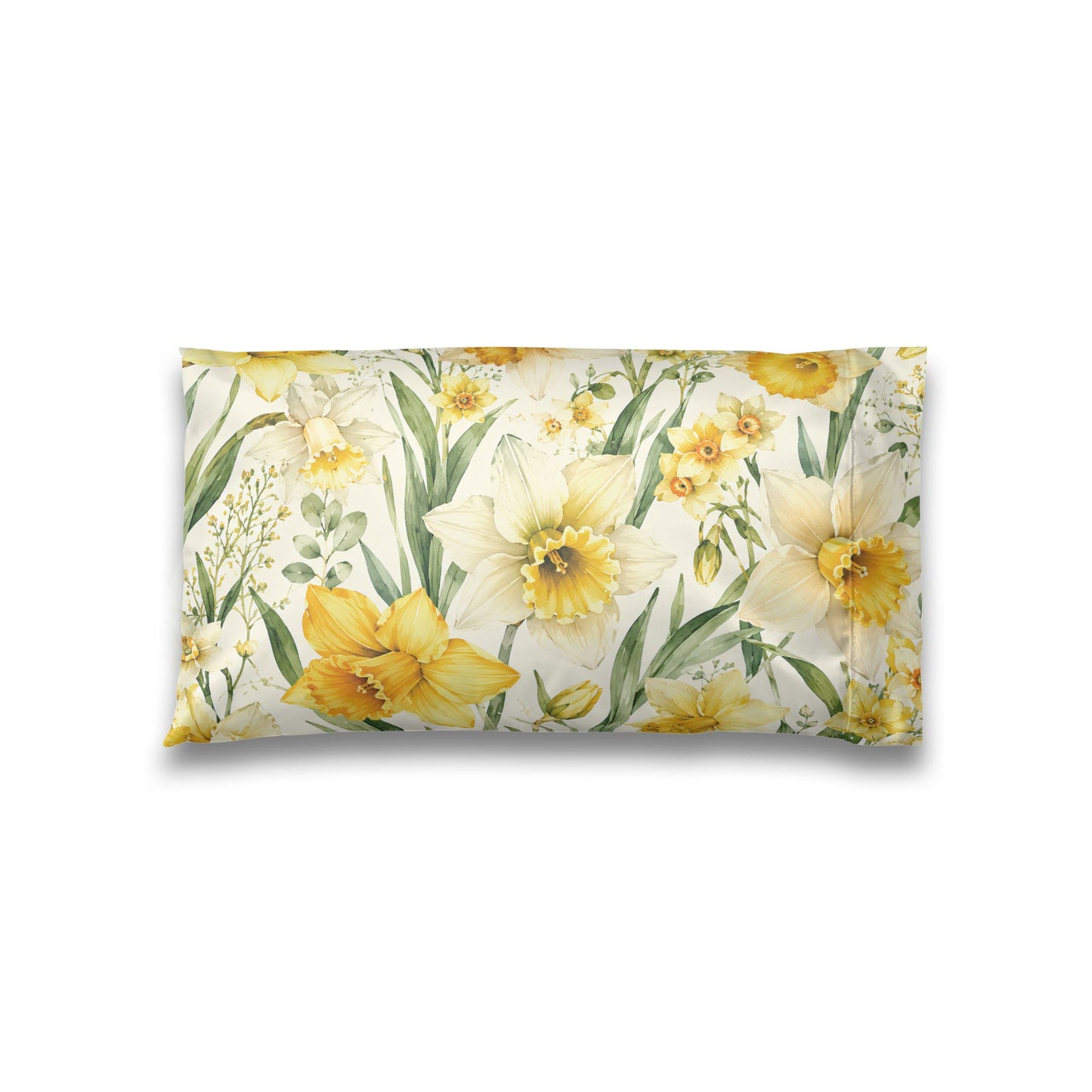 Satin Pillowcase — Yellow Daffodil Floral Silk-Feel Pillowcase
