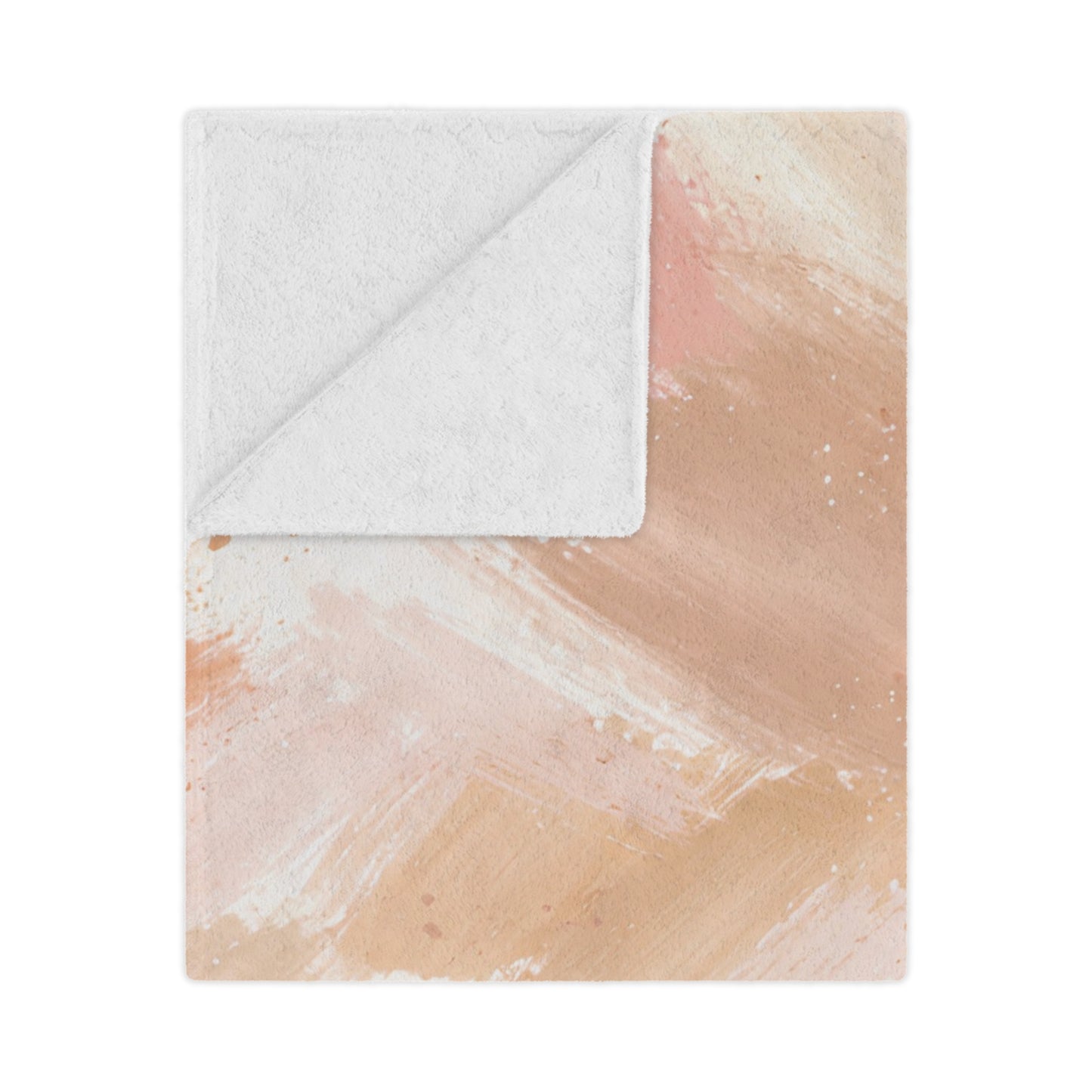 Abstract Blush Minky Blanket — Soft Pink & Beige Brushstroke Throw