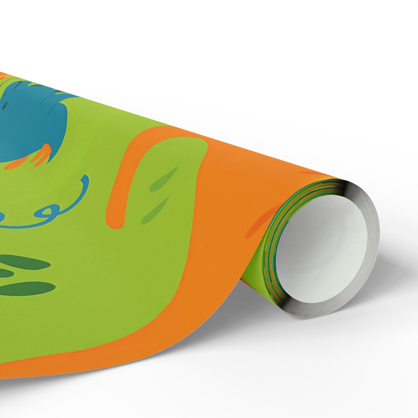 Dinosaur Party Wrapping Paper – Colorful Dinos with Balloons & Hats on Green