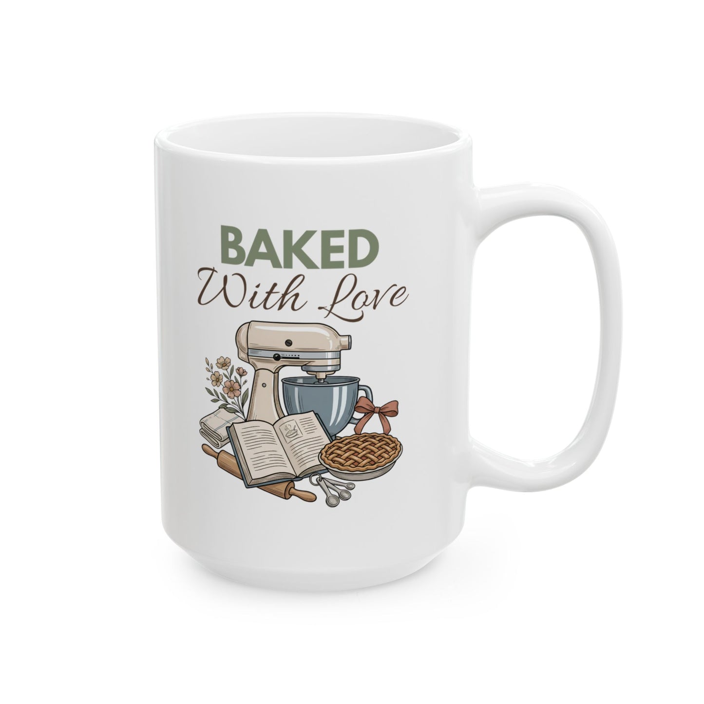 Baked With Love Ceramic Coffee Mug – Baking Lover Coffee Cup – Baker Gift – Cozy Kitchen Mug – 11oz & 15oz