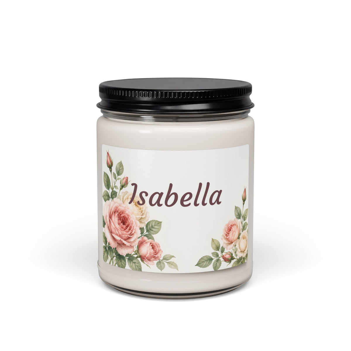 Personalized Floral Soy Candle — 'Isabella' Scented 9oz Jar