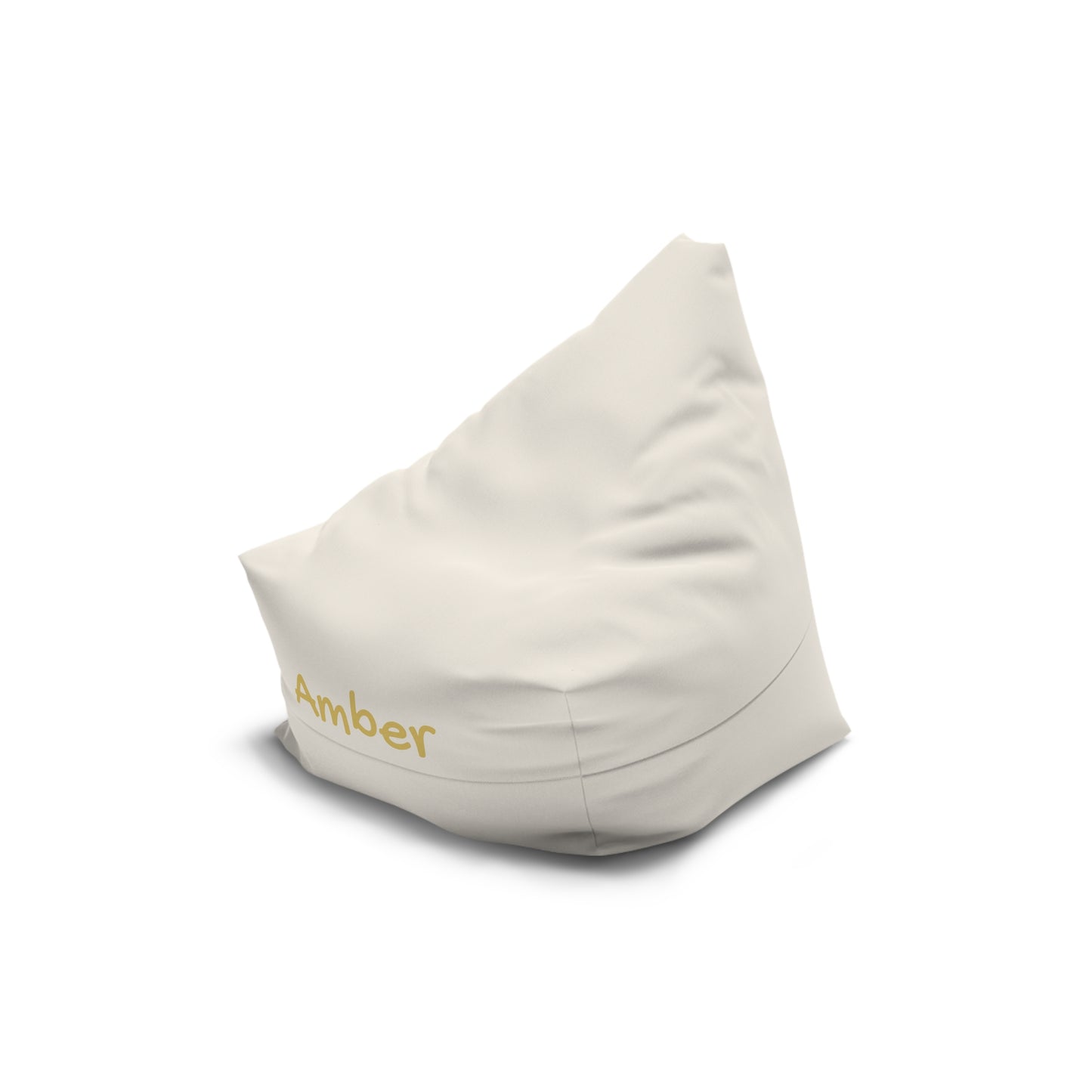 Personalized Cream Bean Bag Cover – Custom Name "Amber" Accent