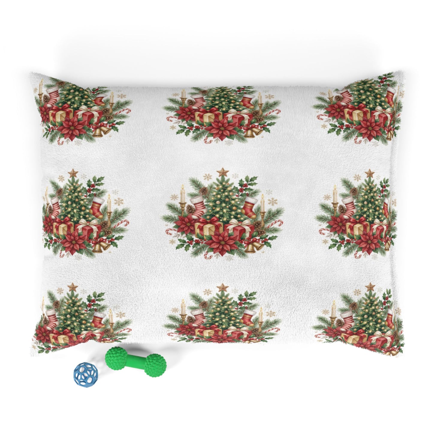 Holiday Floral Pet Bed Christmas Tree Poinsettia Print
