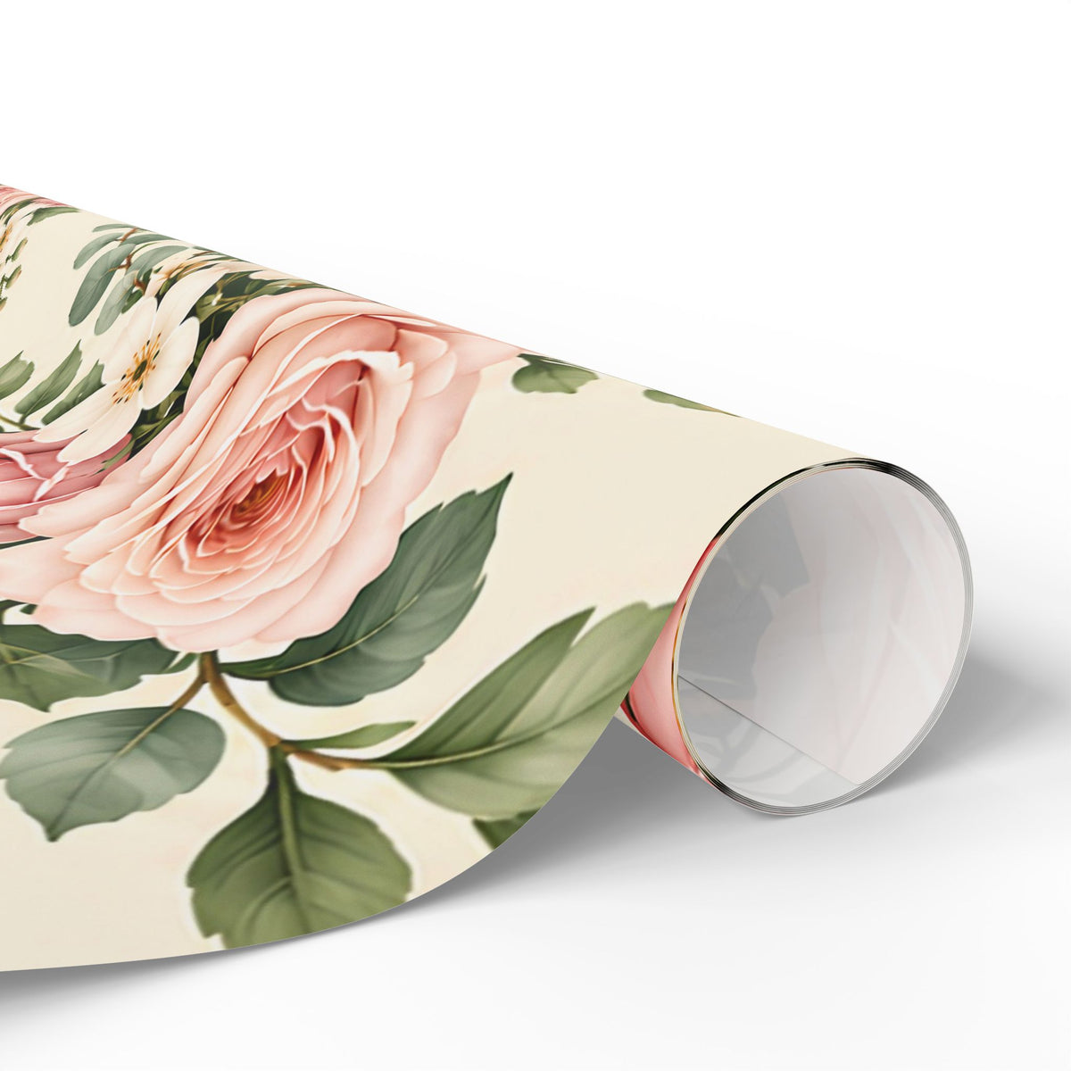 Floral Rose Wrapping Paper Roll — Vintage Pink Garden Gift Wrap