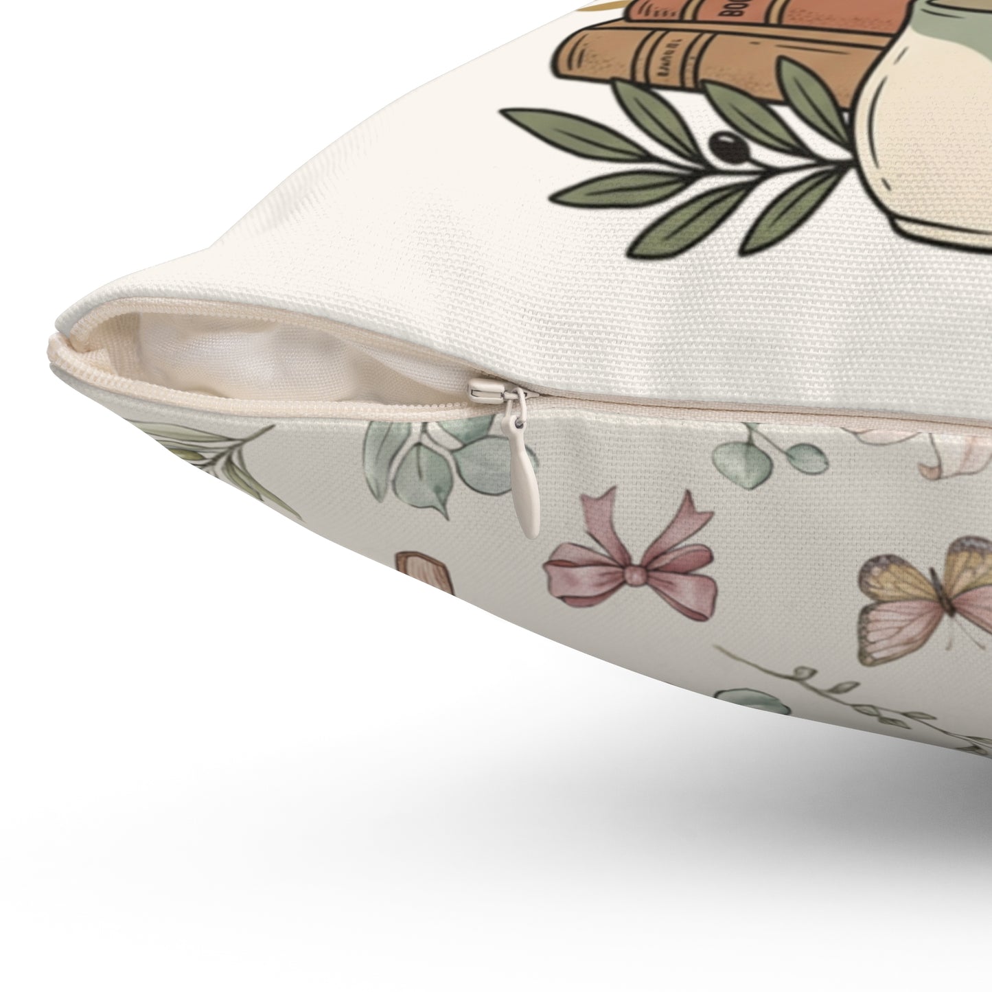 Christian Floral Lantern Pillow — Faith Cross Decorative Throw Pillow