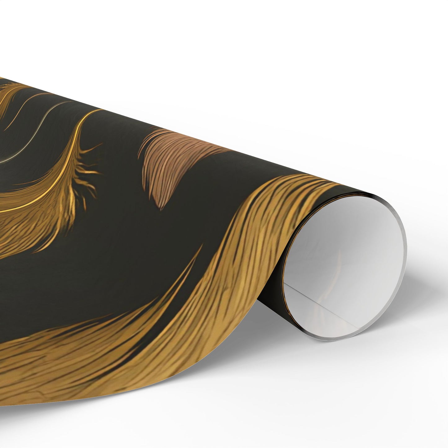 Luxury Feather Print Wrapping Paper – Metallic Gold, Bronze & Silver Design