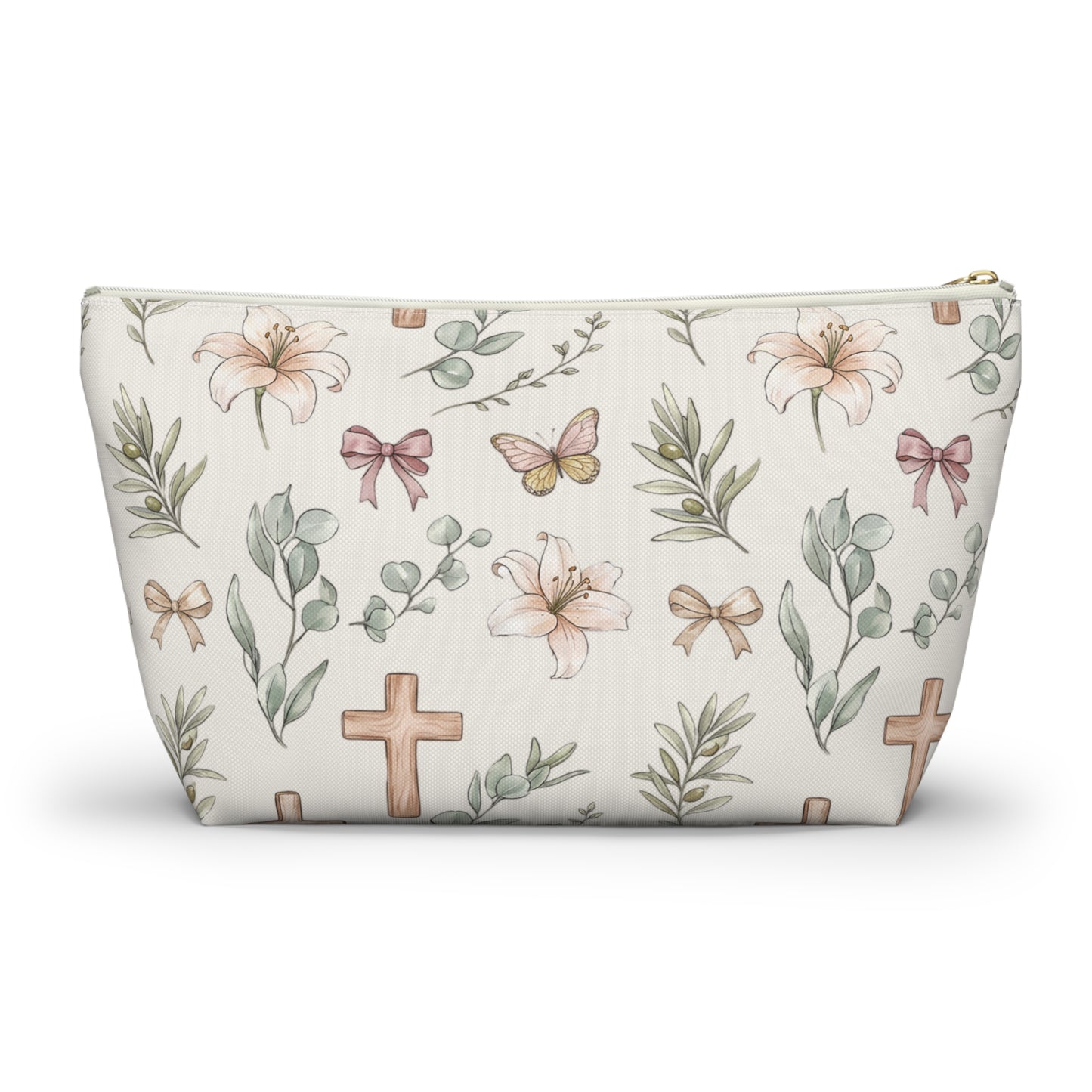 Floral Cross Accessory Pouch — Lily & Bow Makeup Bag