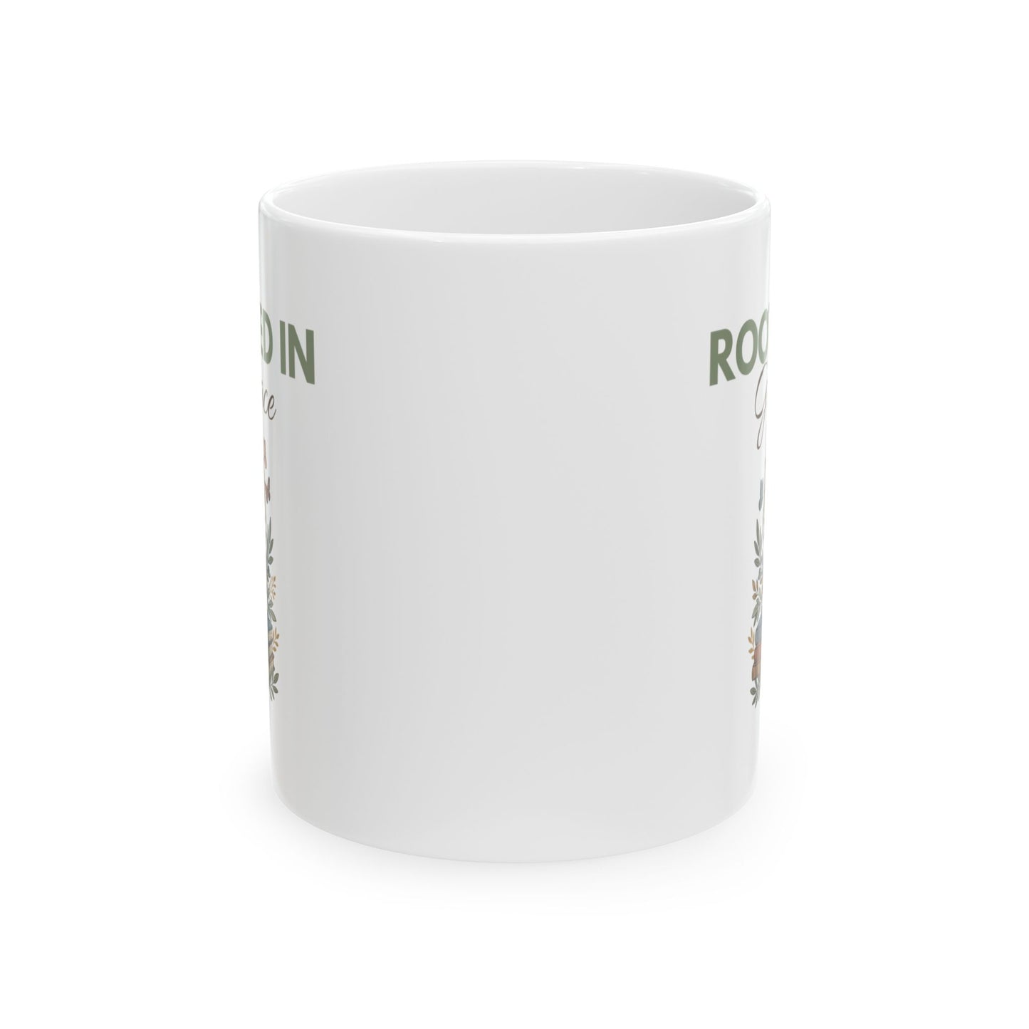 Rooted in Grace Floral Ceramic Mug 11oz & 15oz — Faith Gift