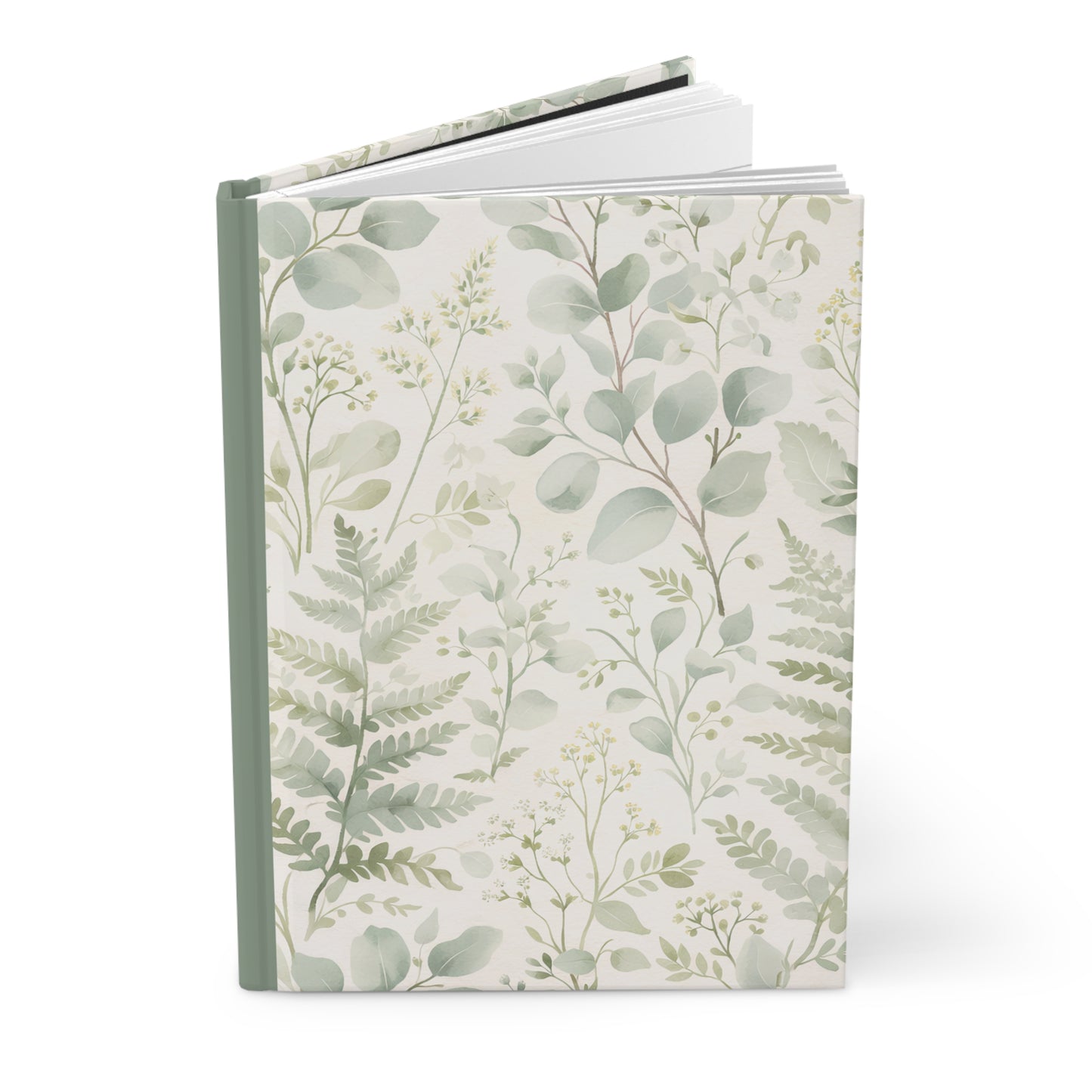 Botanical Greenery Hardcover Journal — Floral Fern and Eucalyptus Notebook