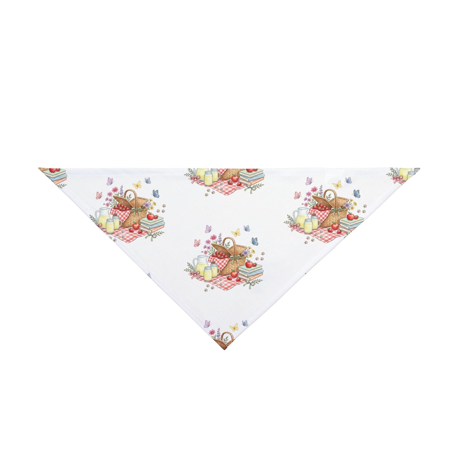 Picnic Pet Bandana – Summer Dog Bandana – Watercolor Picnic Pet Scarf – Cute Dog Bandana for Outdoor Adventures