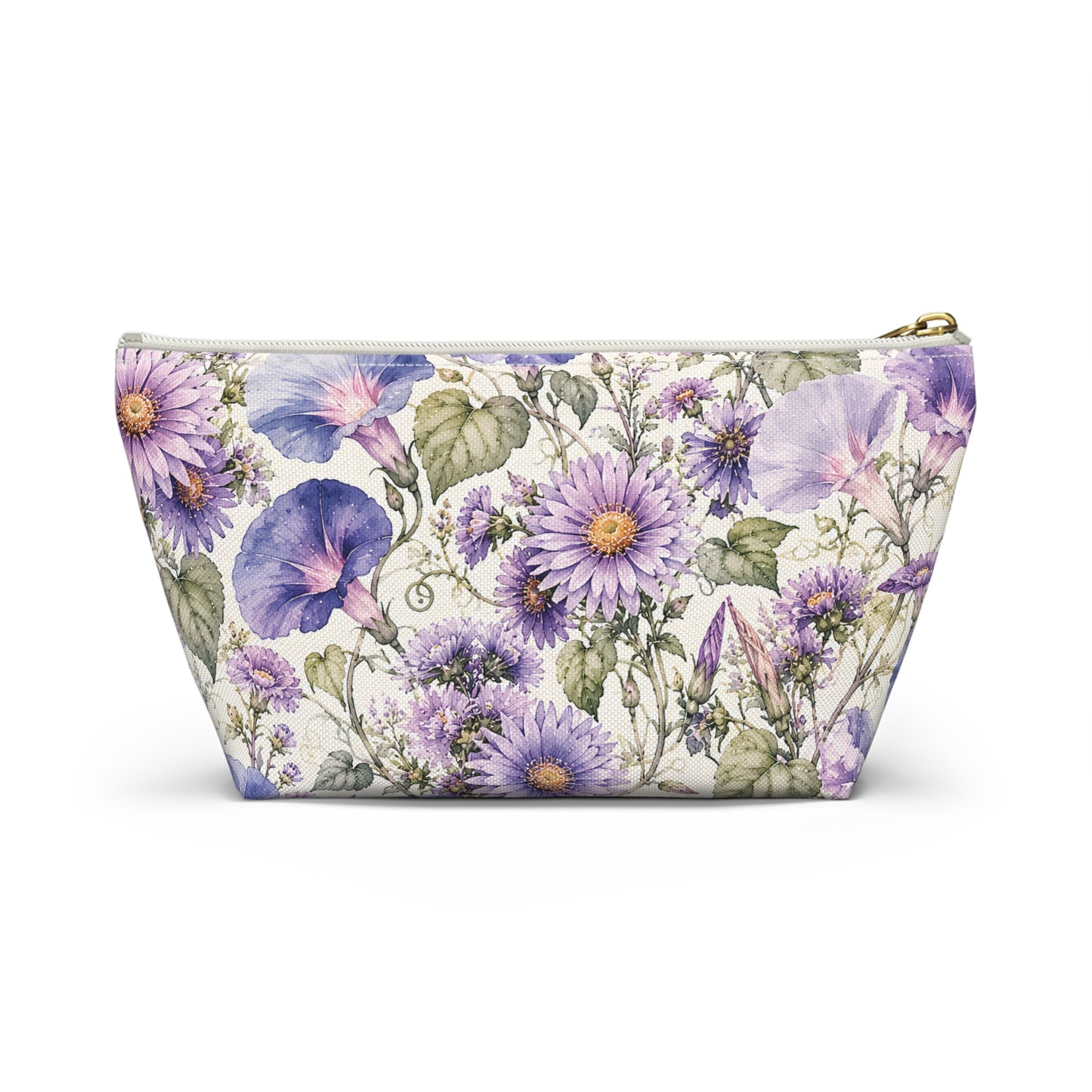 Floral Lavender Cosmetic Pouch — Purple Wildflower Accessory Bag
