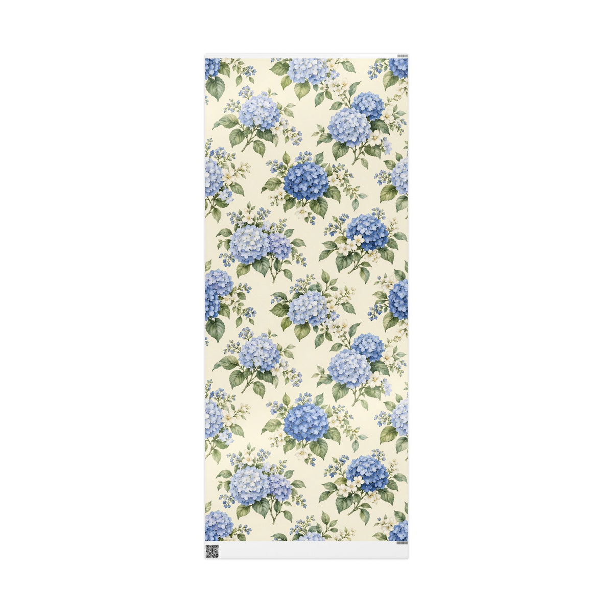 Floral Hydrangea Wrapping Paper Roll — Blue Vintage Flower Gift Wrap