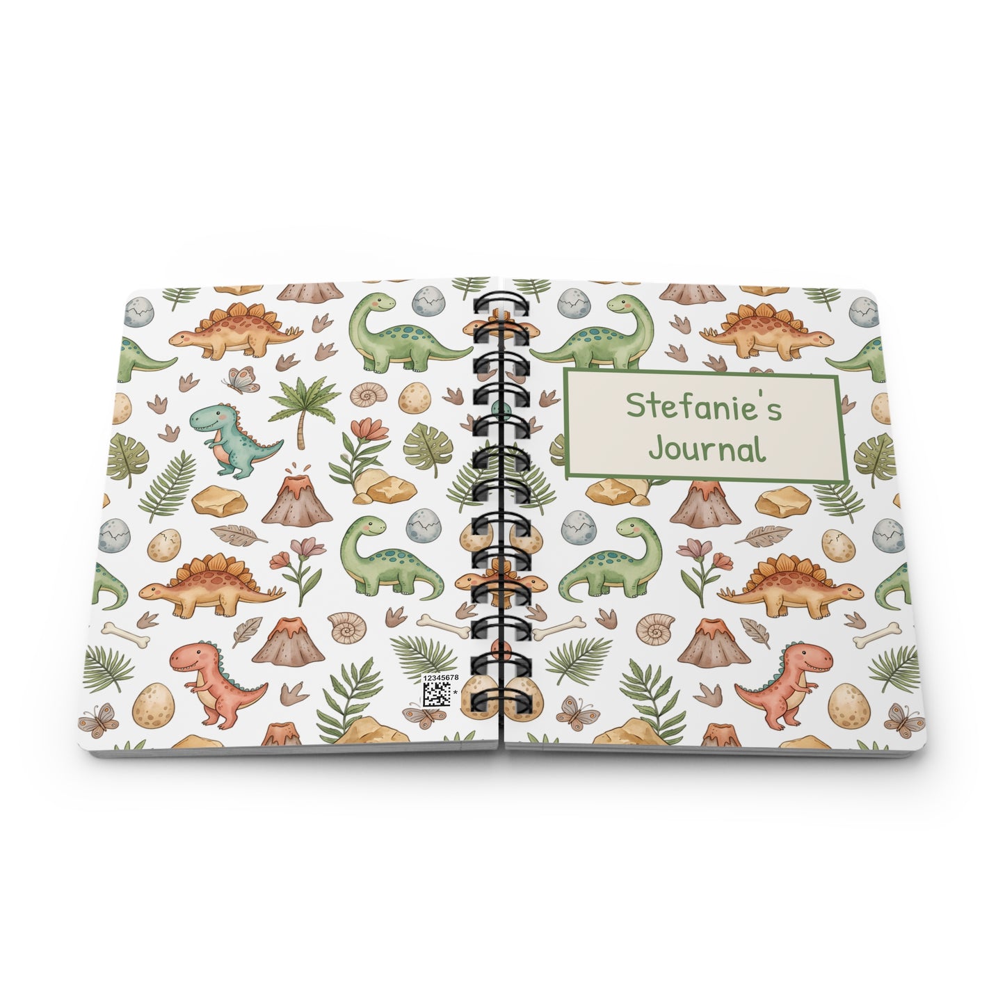 Personalized Dinosaur Spiral Journal – Cute Dino Kids Notebook