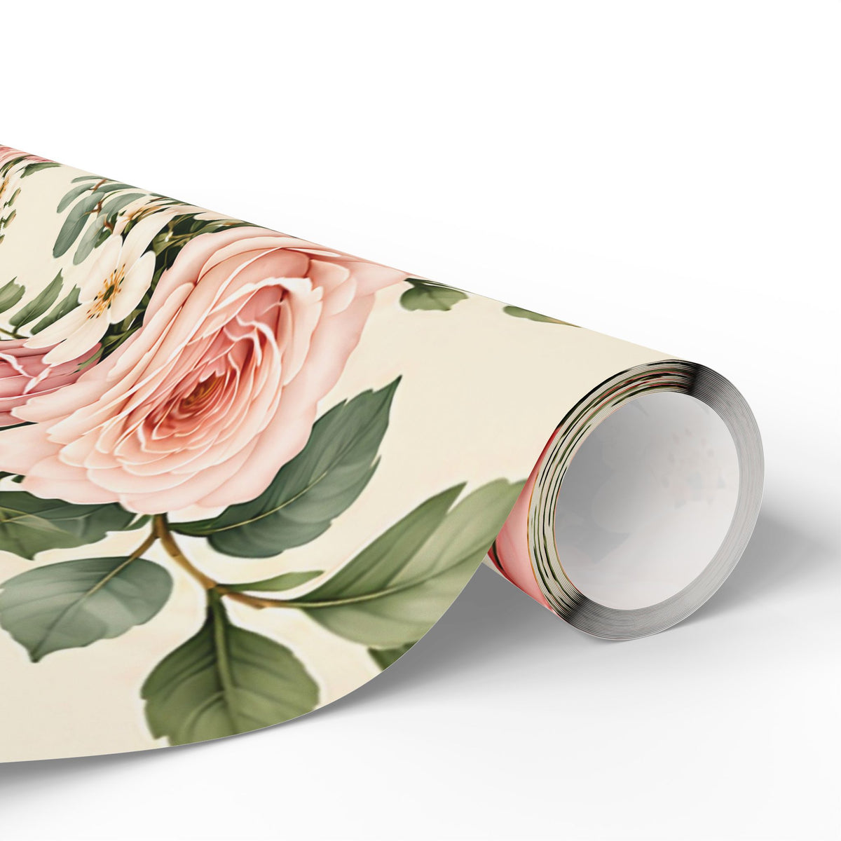 Floral Rose Wrapping Paper Roll — Vintage Pink Garden Gift Wrap