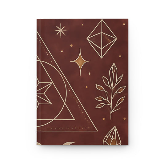 Boho Geometric Crystal Hardcover Journal – Burgundy Mystic Writing Notebook