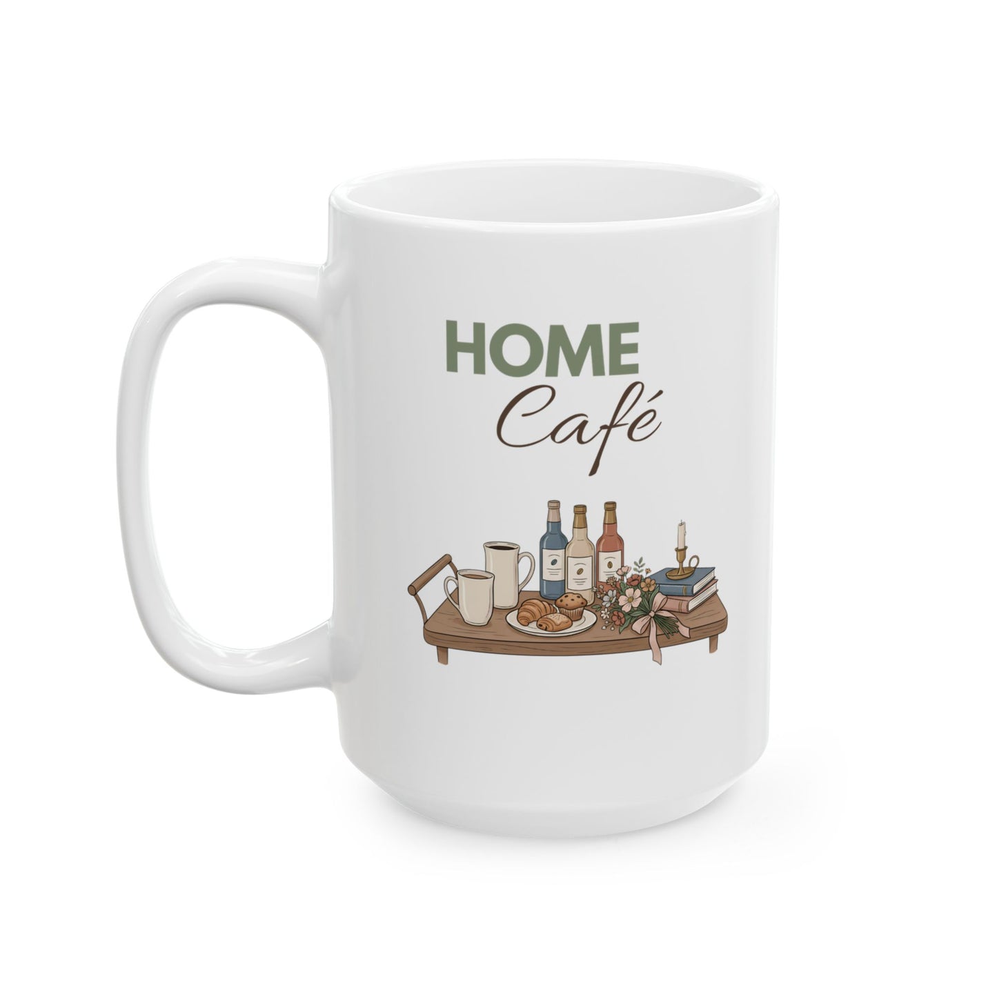 Home Café Ceramic Coffee Mug – Cozy Coffee Bar Mug – Coffee Lover Gift – Kitchen Coffee Cup – 11oz & 15oz
