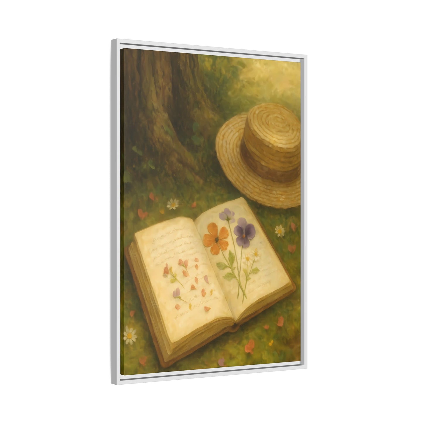 Pressed Flowers in the Shade – Framed Matte Canvas Nature Scene