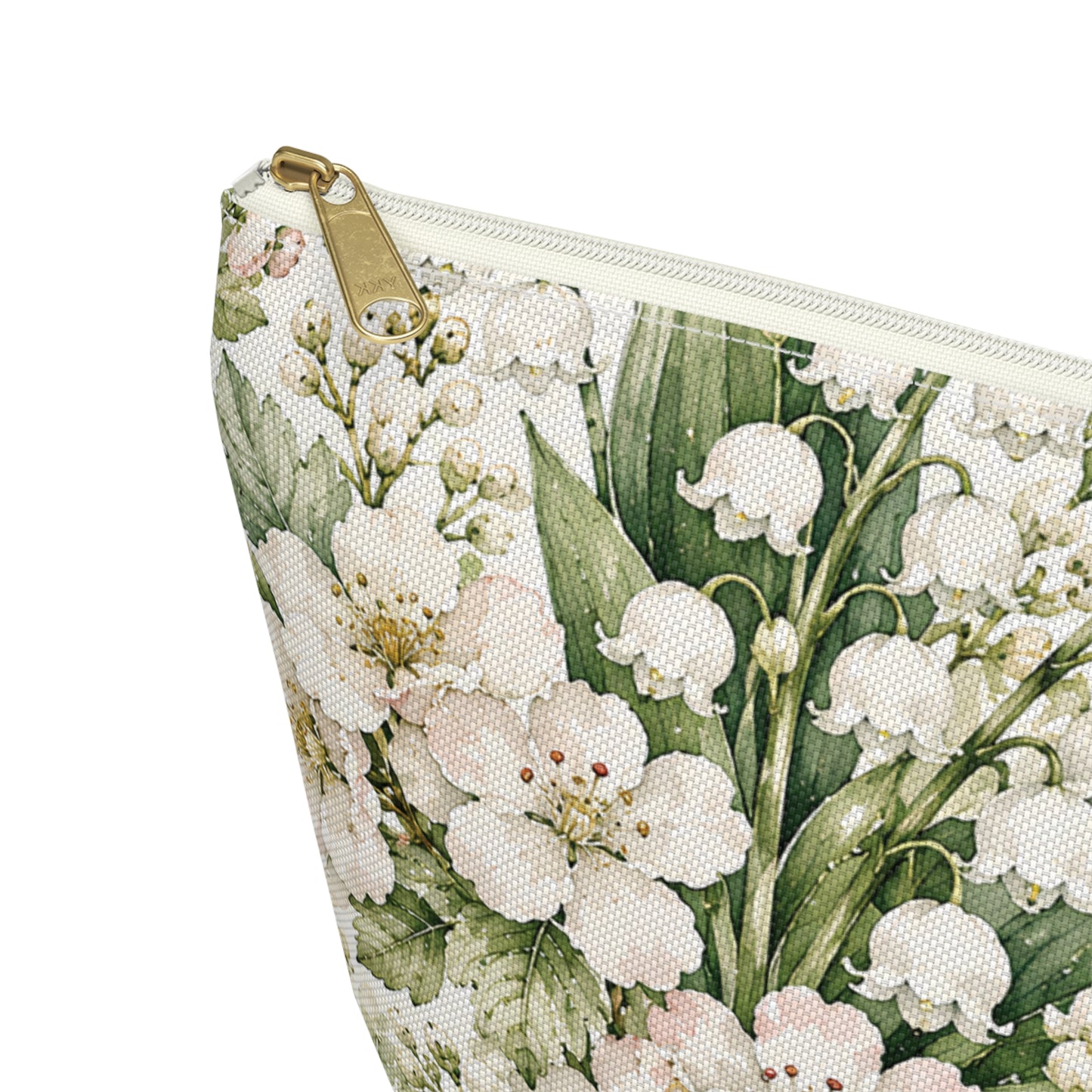 Floral Lily of the Valley Accessory Pouch — Zip T‑Bottom Makeup Bag