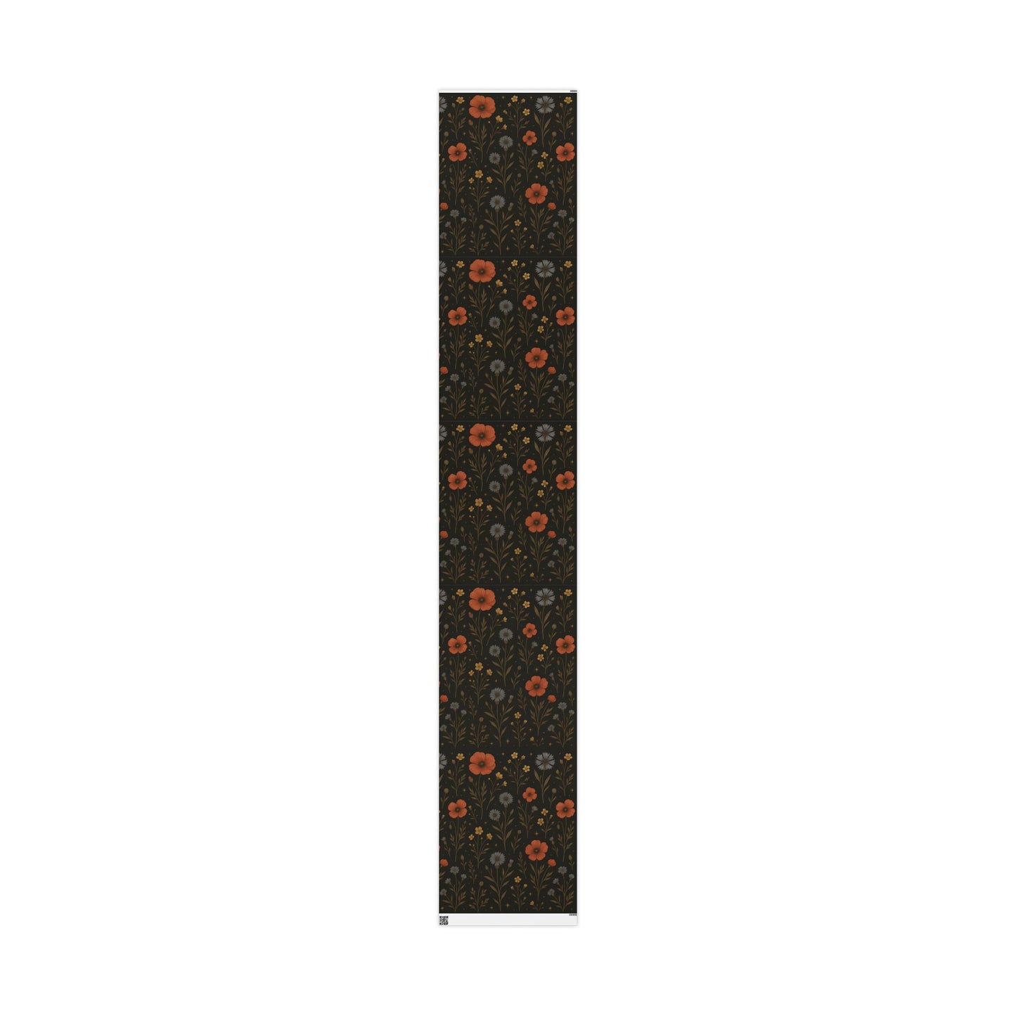 Moody Wildflower Wrapping Paper – Vintage Floral on Black Background