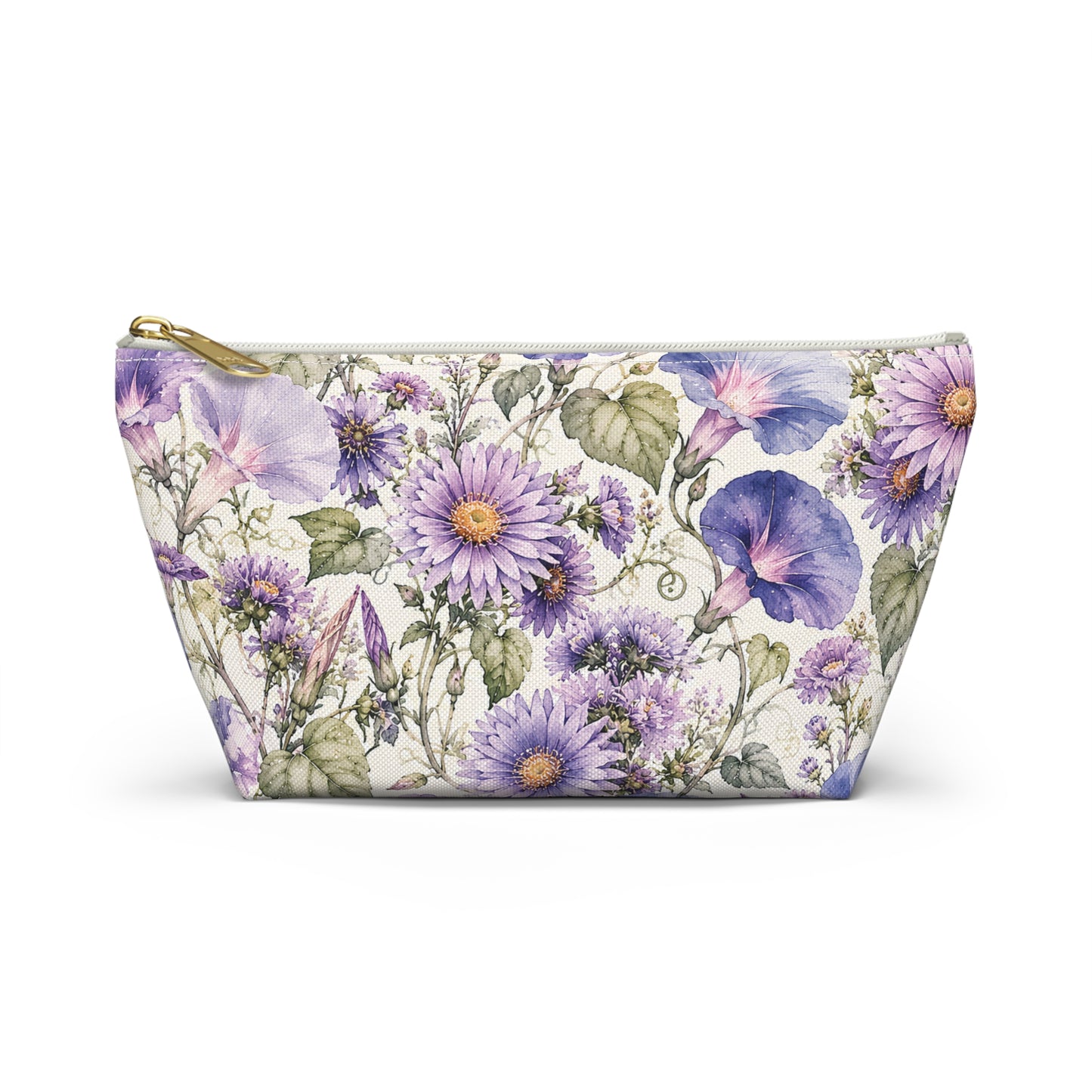 Floral Lavender Cosmetic Pouch — Purple Wildflower Accessory Bag