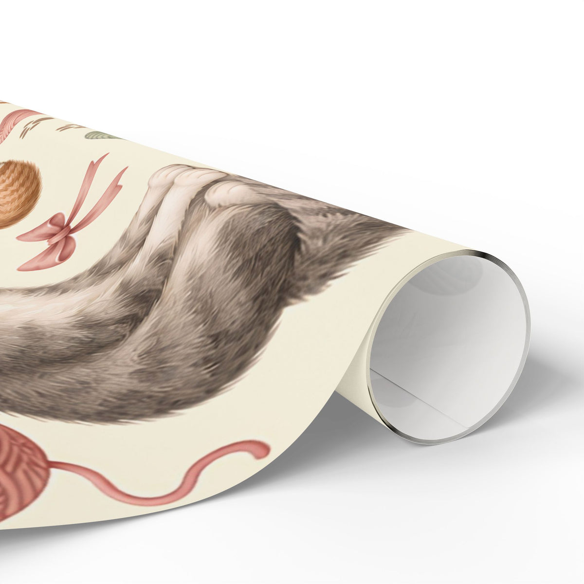 Cat & Yarn Pattern Wrapping Paper Roll — Cute Kitty Gift Wrap for Pet Lovers