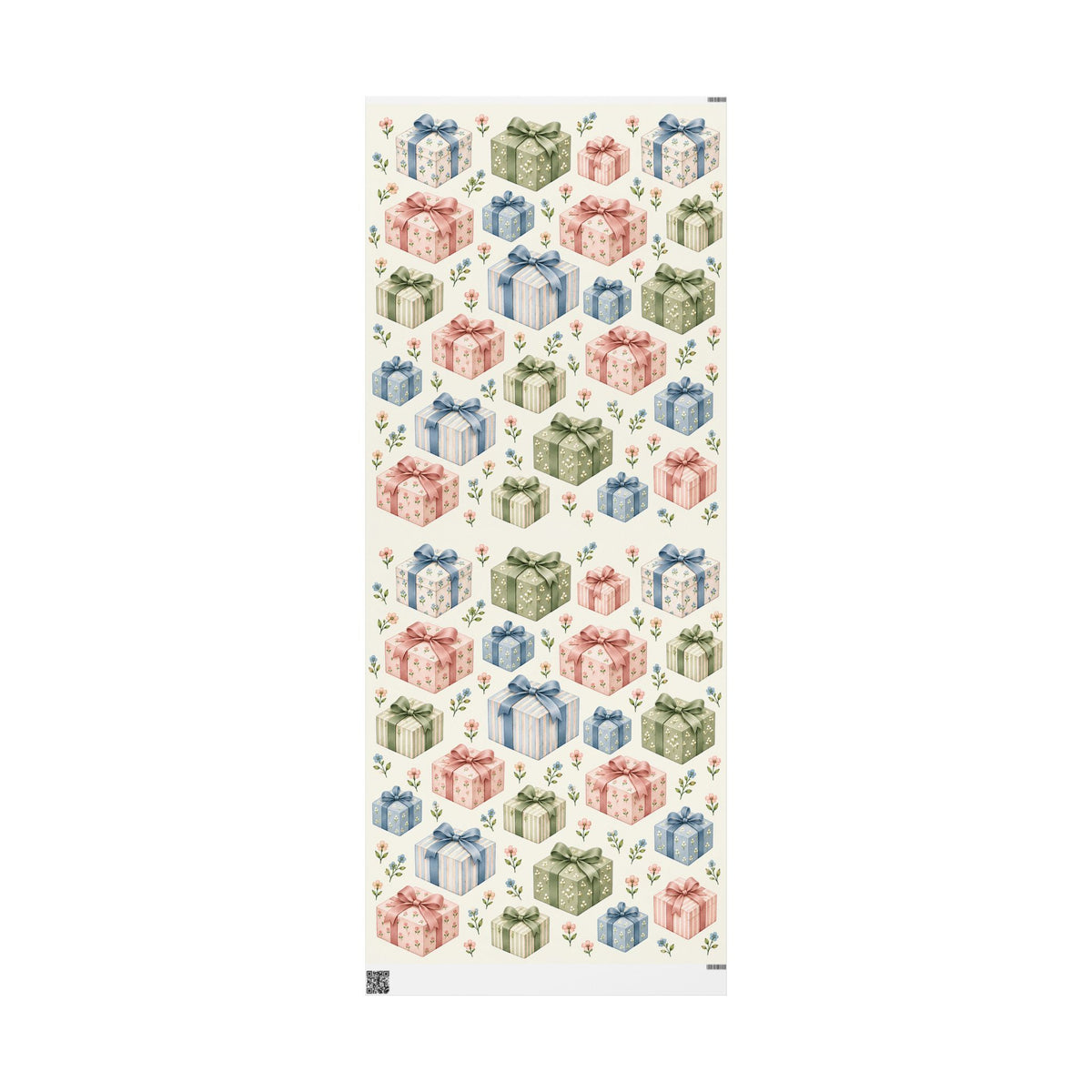 Floral Gift Wrap Roll — Pastel Presents & Bows Wrapping Paper