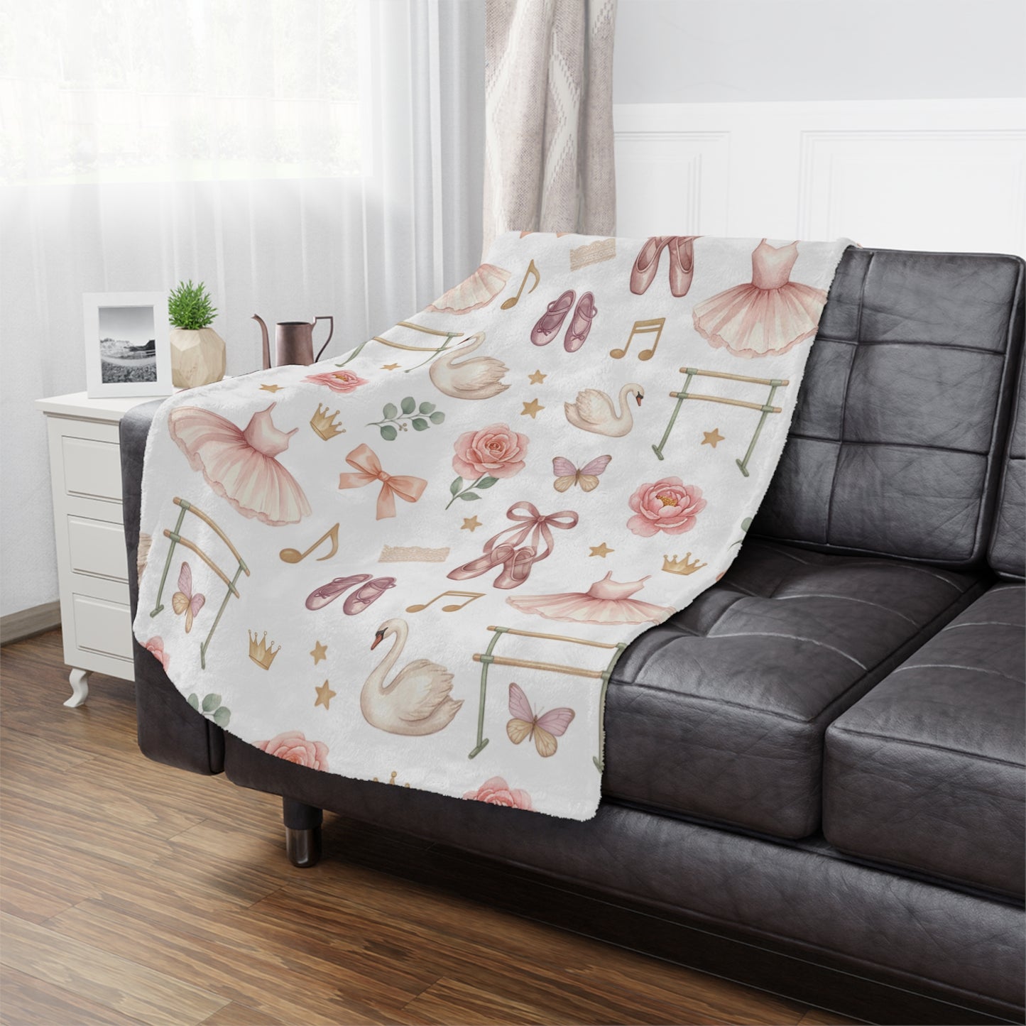 Ballet Dancer Minky Blanket — Pink Tutu & Swan Baby Throw