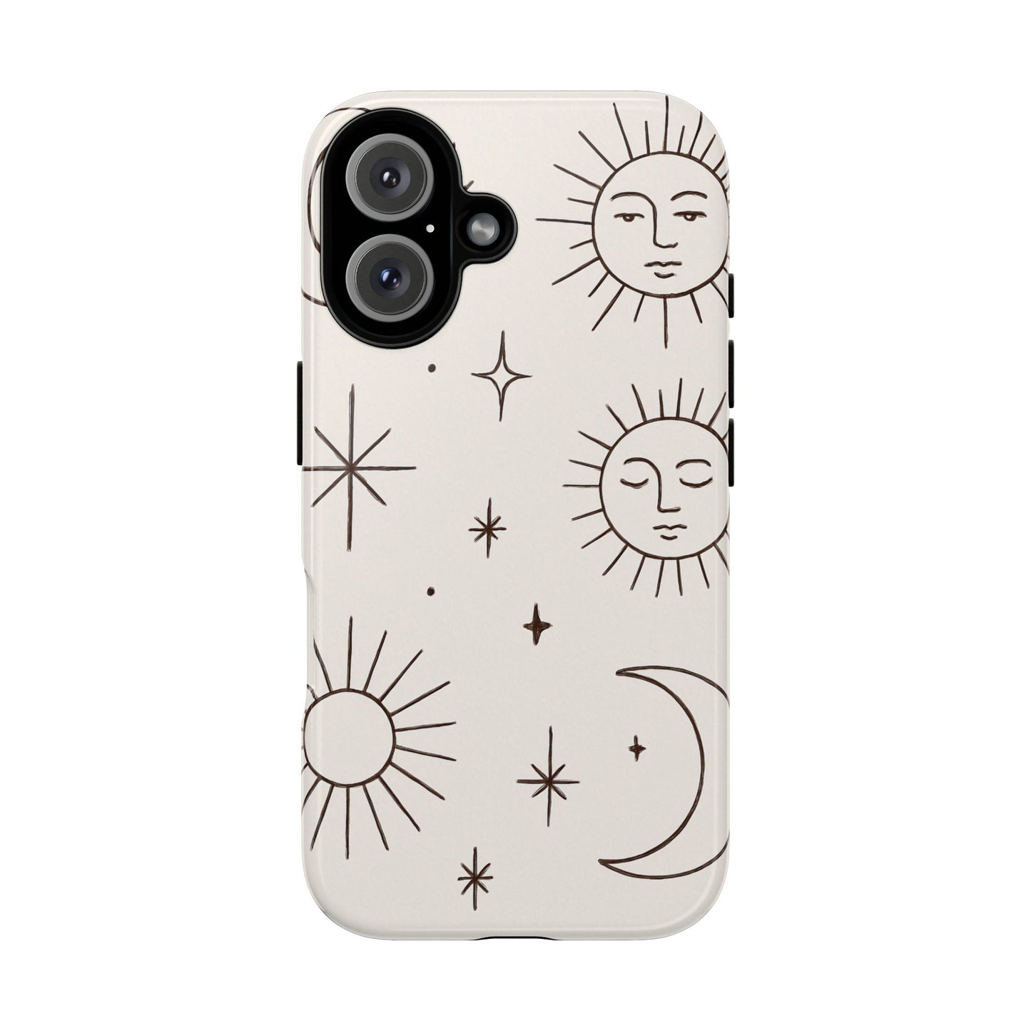 Celestial Moon & Sun Line Art iPhone Case – Minimalist Boho Cosmic Design