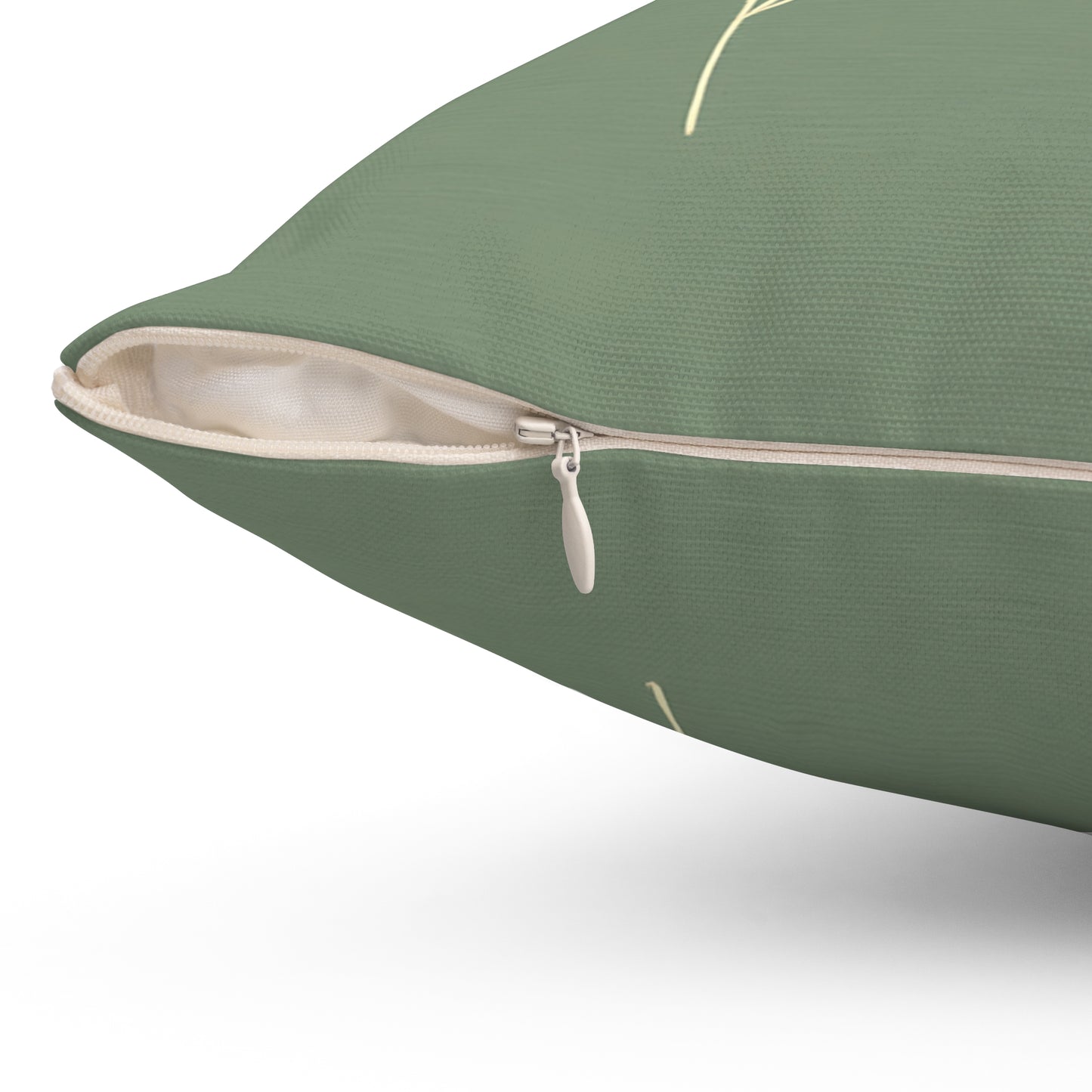 Sage Green Wildflower Throw Pillow – Minimalist Botanical Cushion with Double-Sided Print