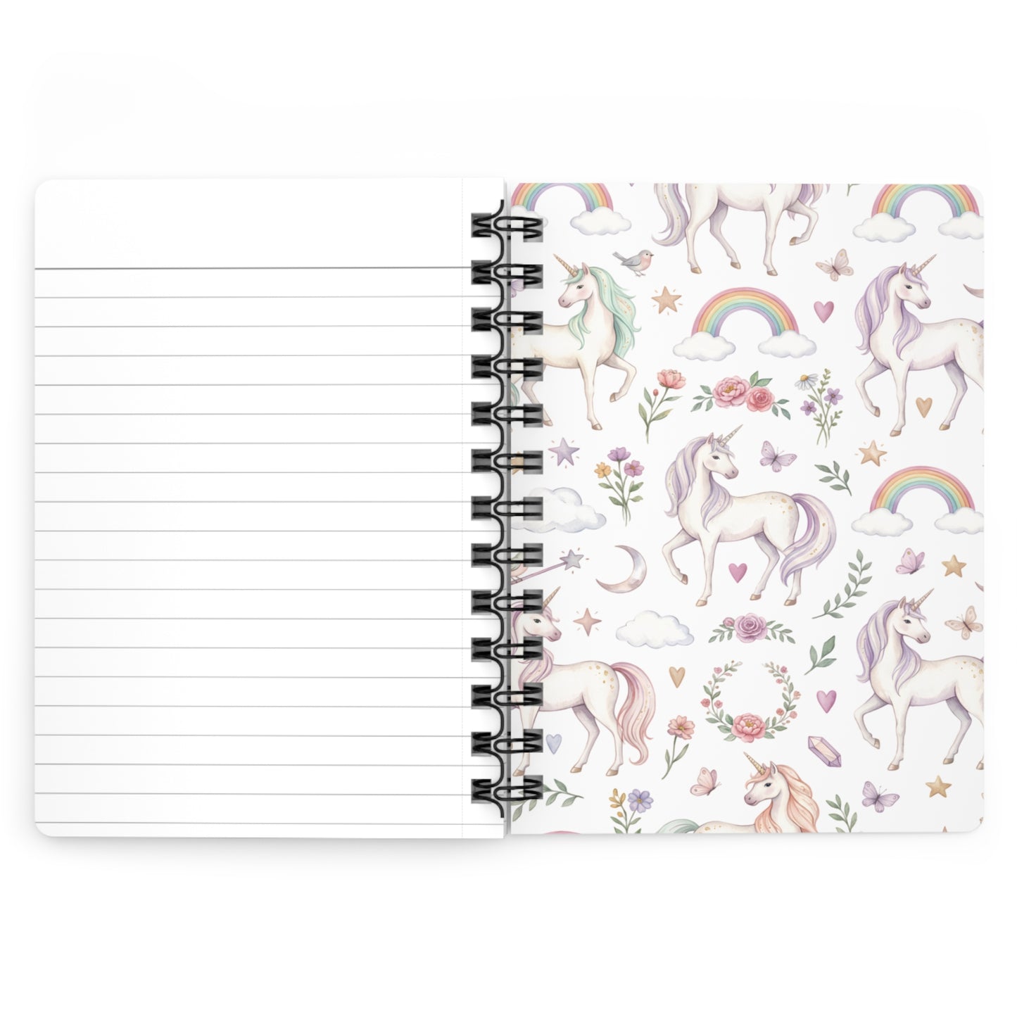 Personalized Unicorn Spiral Journal — "Mandie’s Journal" Cute Pastel Notebooks for Kids & Teens