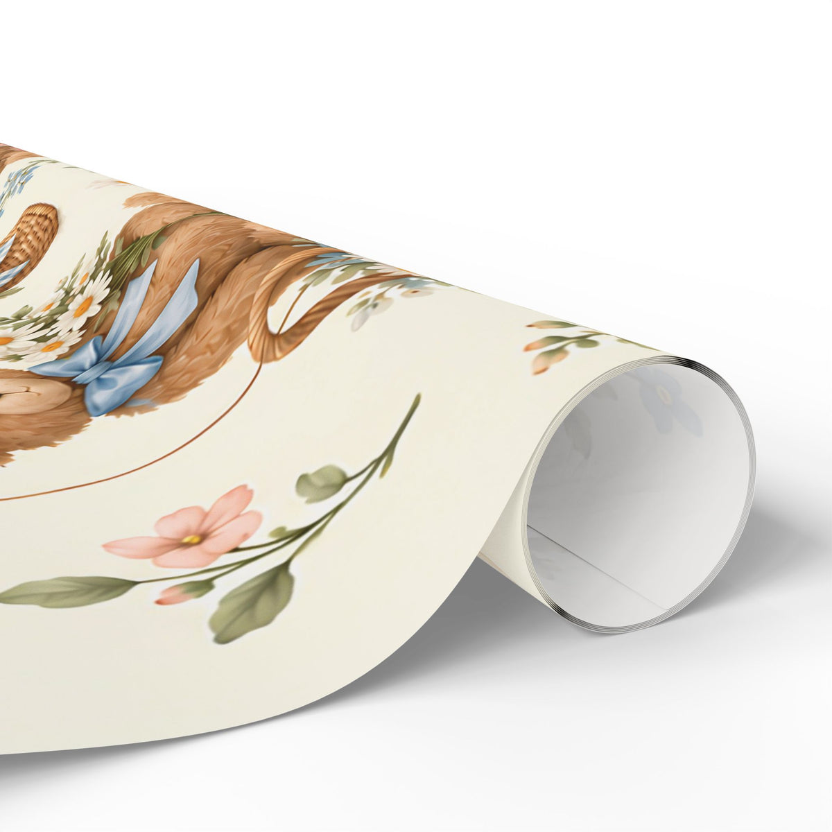 Teddy Bear Floral Wrapping Paper Roll — Vintage Baby Shower & Newborn Gift Wrap