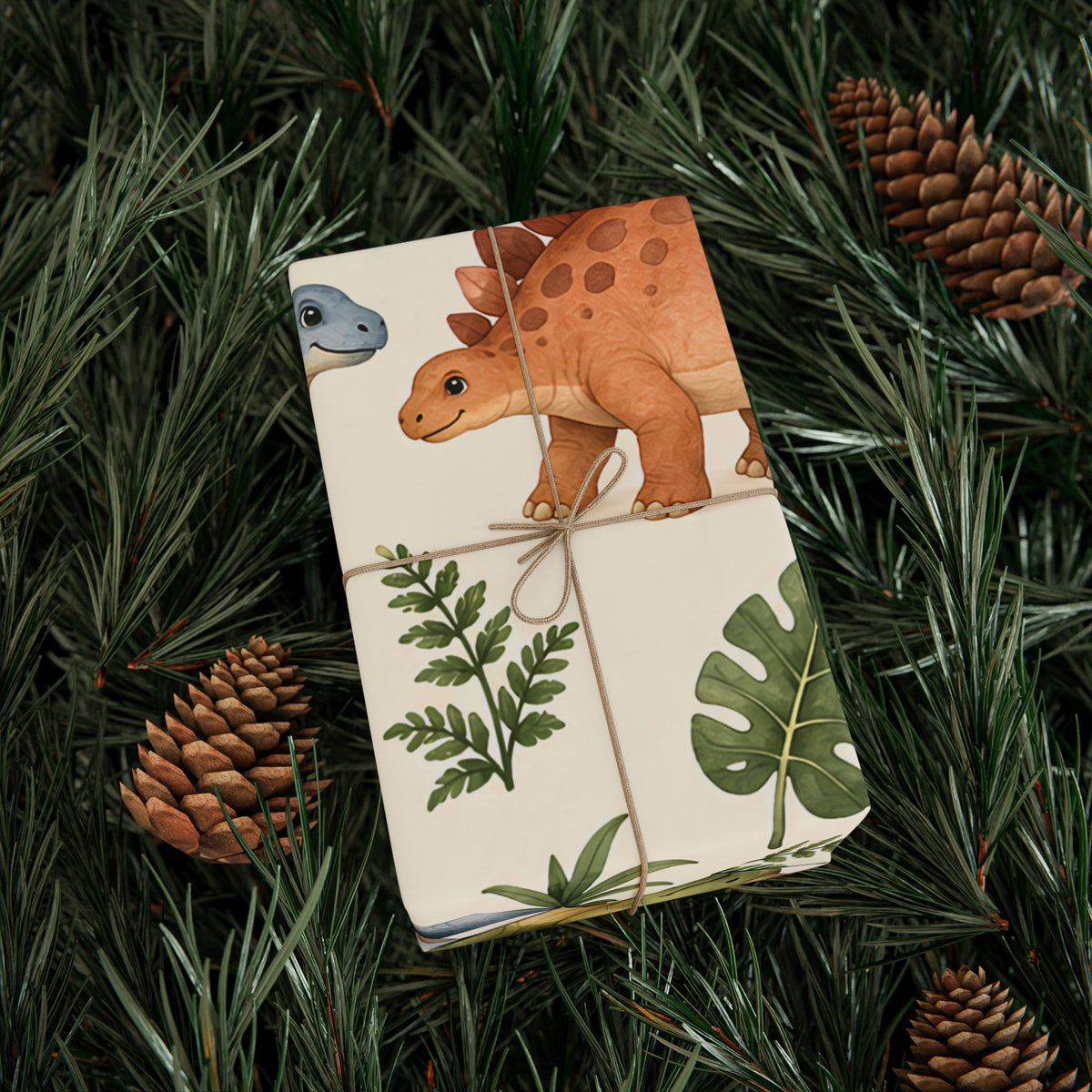 Dinosaur Wrapping Paper Roll — Cute Watercolor Dino Gift Wrap