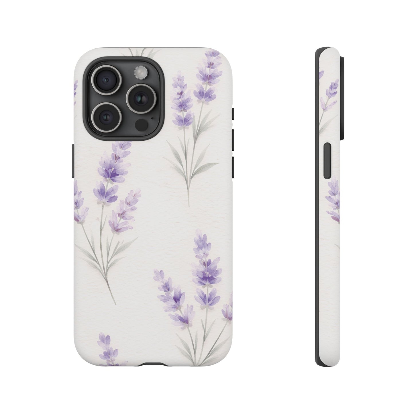 Lavender Floral Phone Case — Protective Tough Case with Purple Botanical Print