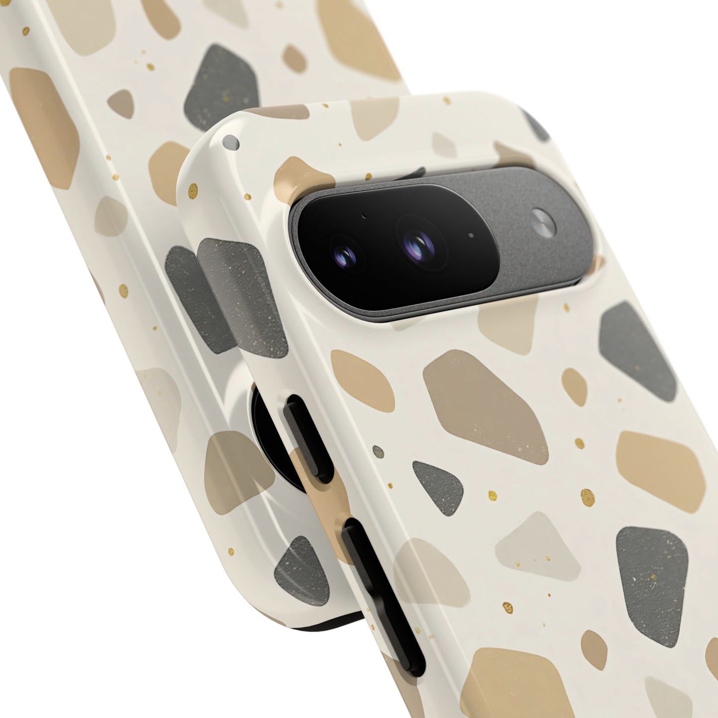 Neutral Terrazzo Pattern iPhone Case – Earthy Stone-Inspired Protective Cover