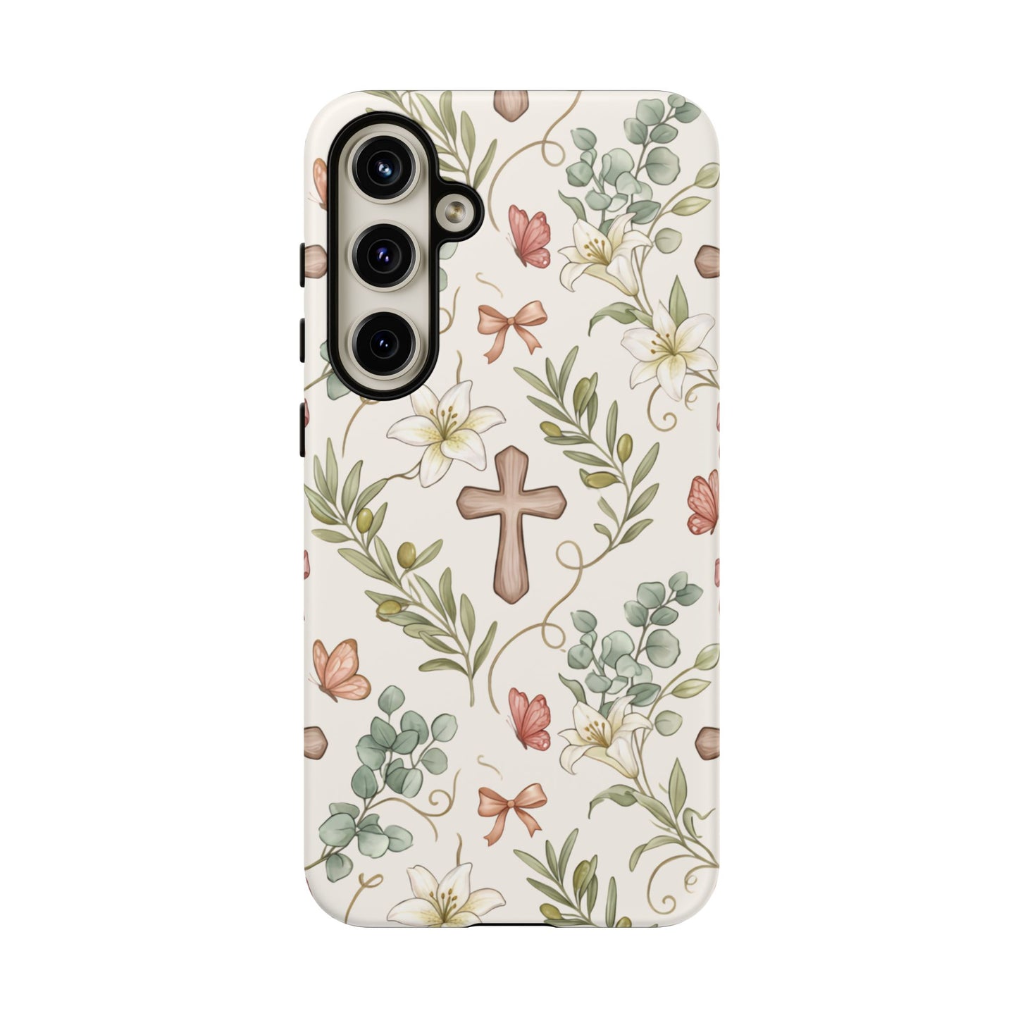 Floral Cross Tough Phone Case – Faith-Inspired Protective iPhone Cover