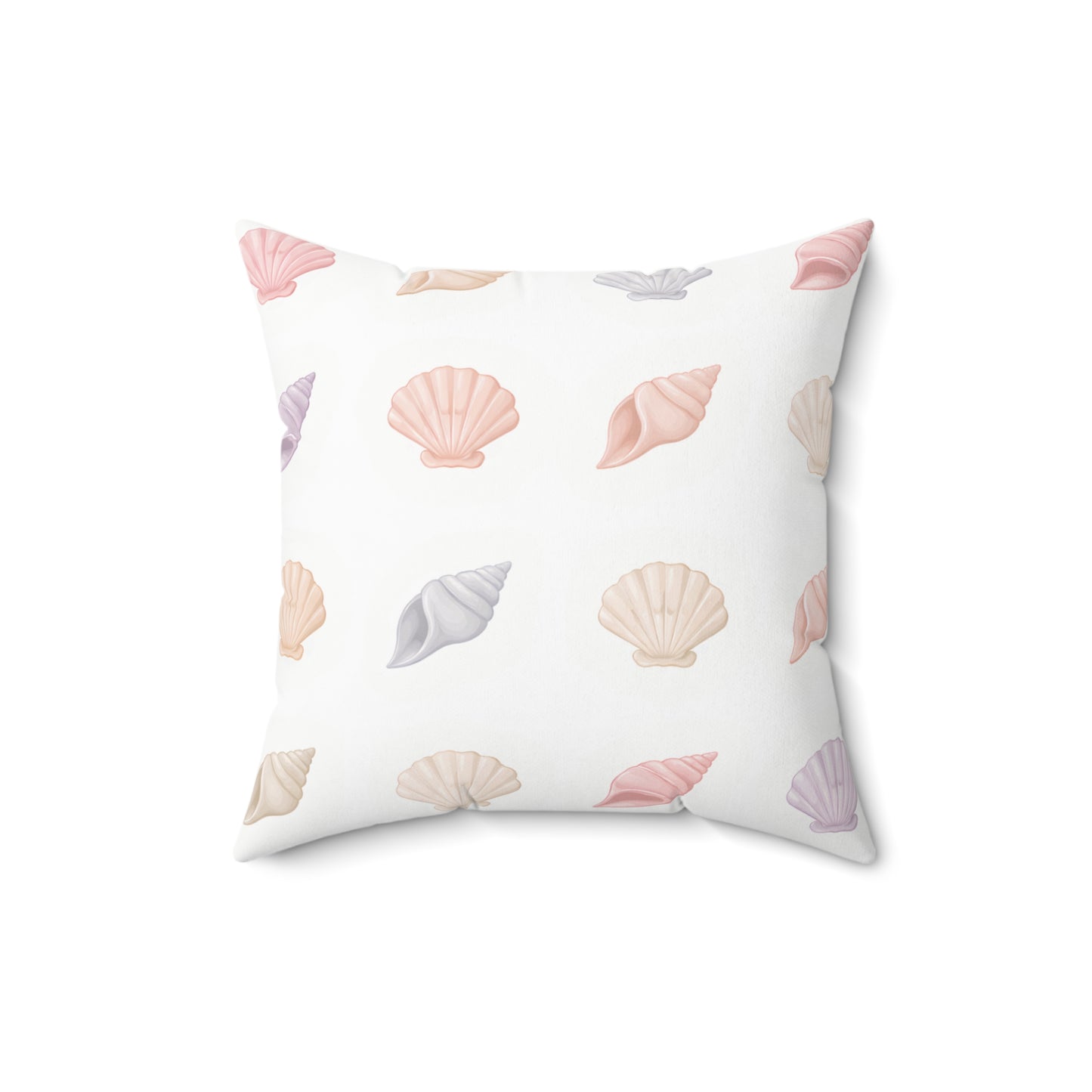 Pastel Seashell Throw Pillow — Coastal Decorative Square Pillow