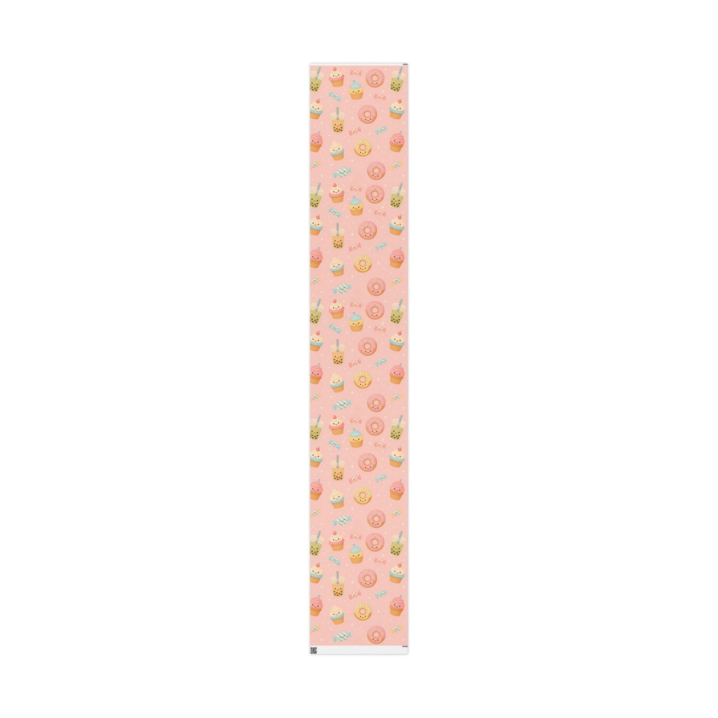Sweet Treats Kawaii Wrapping Paper – Donuts, Boba, Cupcakes & Candy on Pink