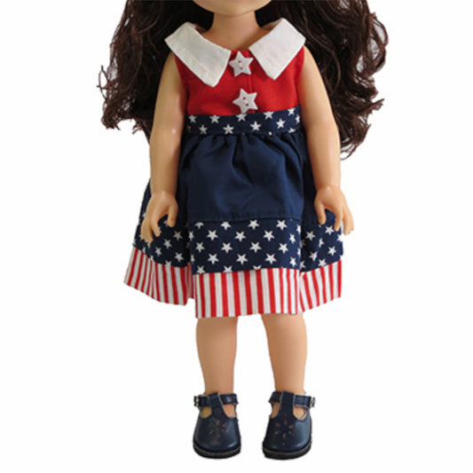 4th of July Dress for 14 1/2-inch dolls with doll