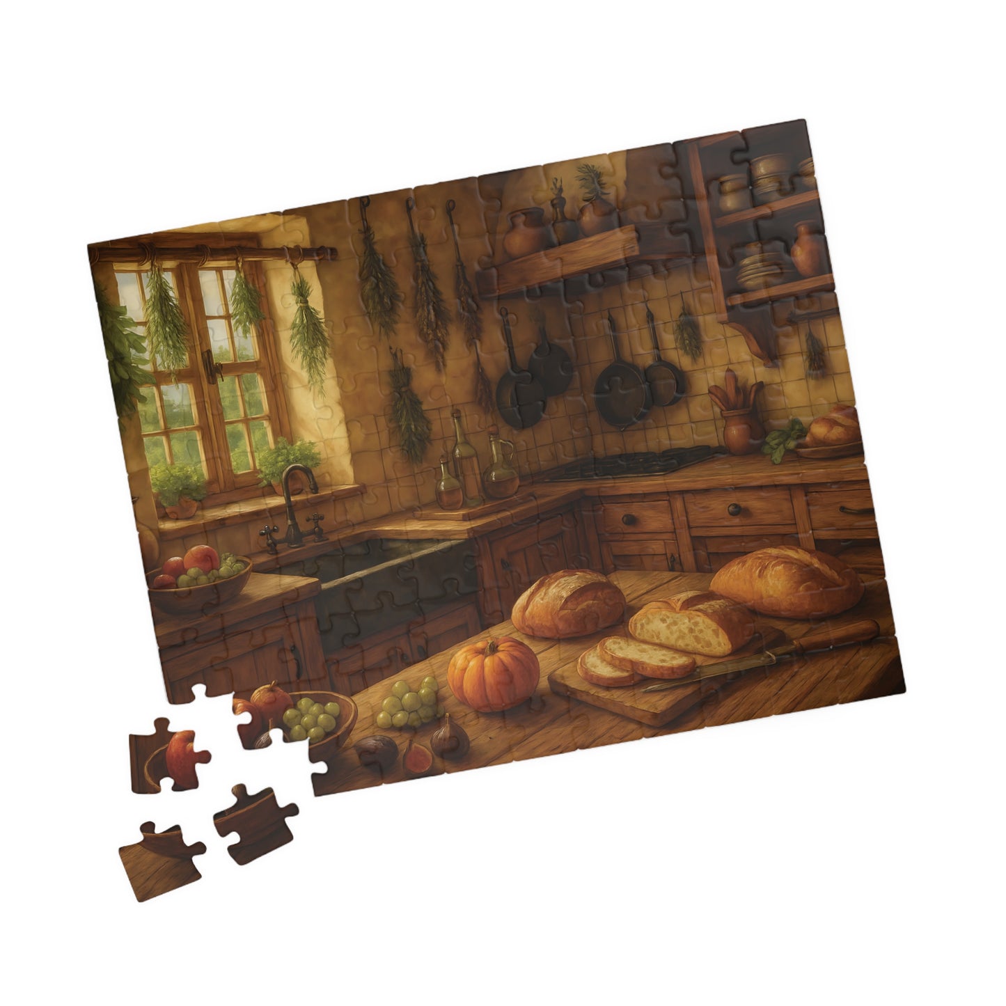 Cozy Rustic Kitchen Jigsaw Puzzle – Autumn Harvest Scene