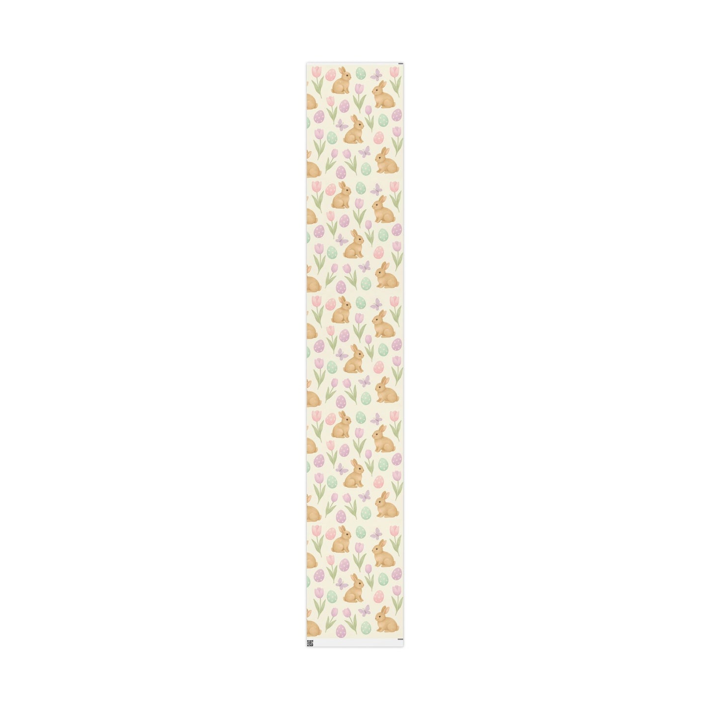 Pastel Easter Wrapping Paper – Bunnies, Eggs, Tulips & Butterflies on Cream Background