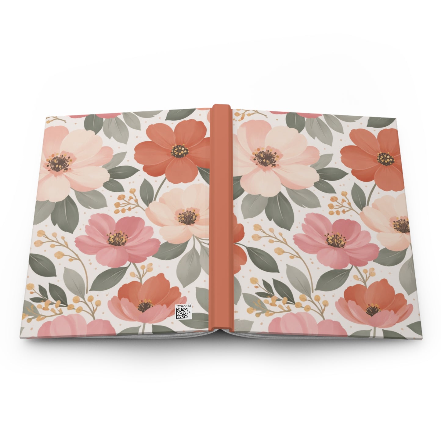 Floral Hardcover Journal — Pink & Coral Botanical Notebook