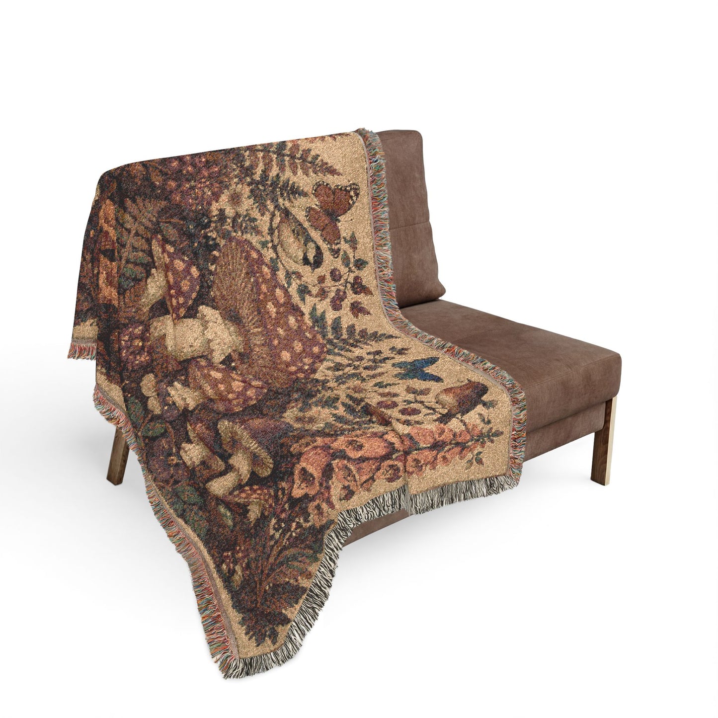 Mushroom Woodland Woven Blanket