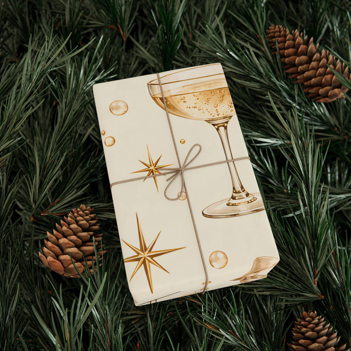 Champagne & Golden Stars Wrapping Paper | Elegant Celebration Gift Wrap