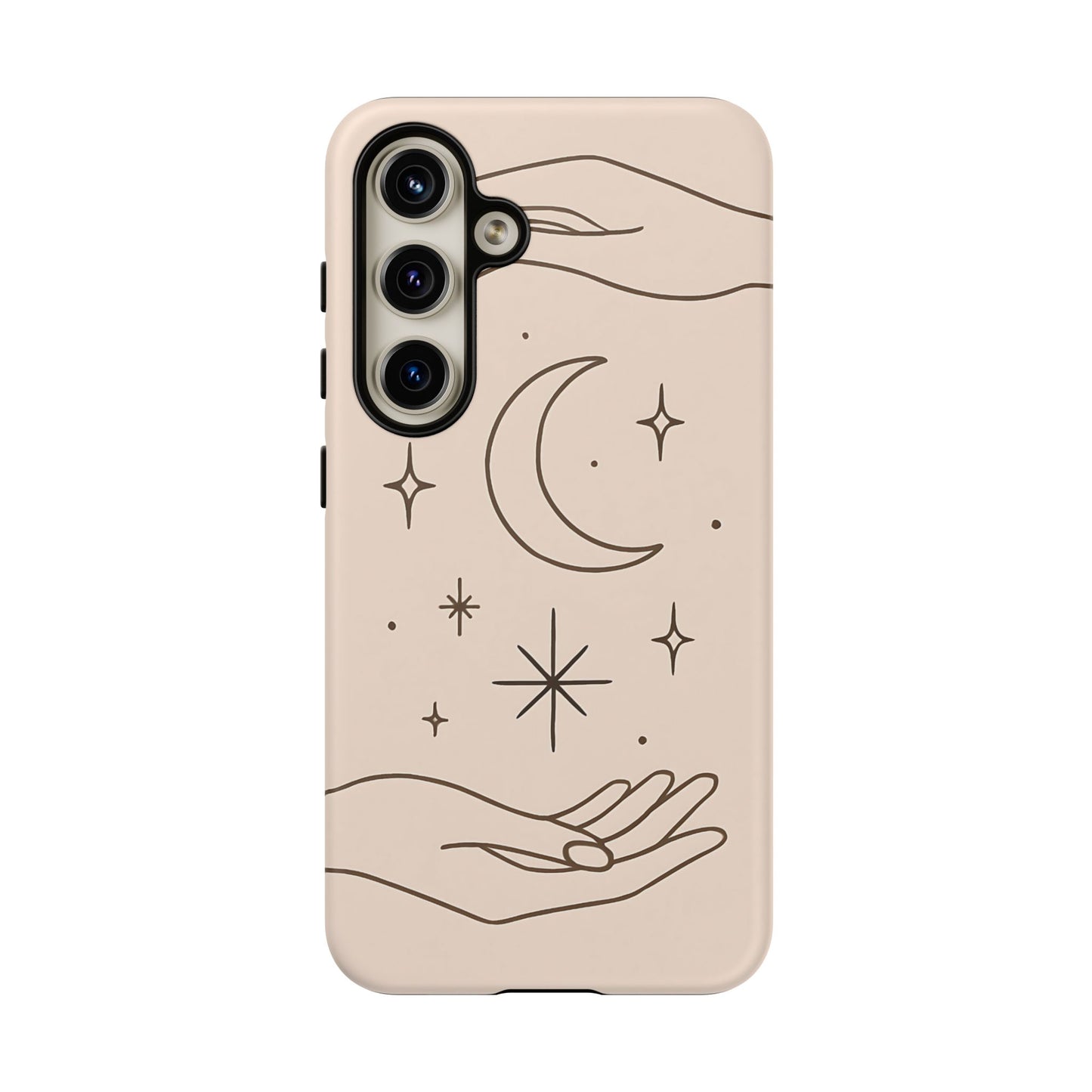Mystic Minimalist Hands & Moon Phone Case – Celestial Line Art Design